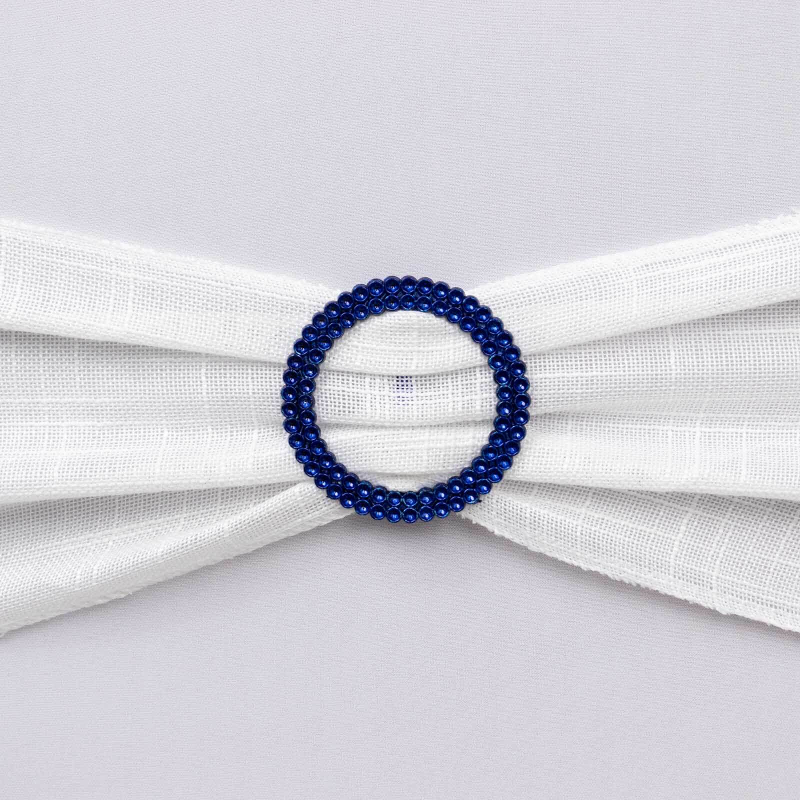 20 Pack Diamond Round Chair Sash Band Buckle Pins Royal Blue - Timeless Rhinestone Napkin Rings 2.5