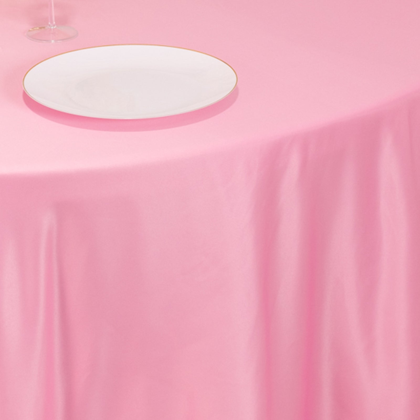 Lamour Satin 120 Round Tablecloth Pink - Seamless Table Cover with Soft Tempered Sheen