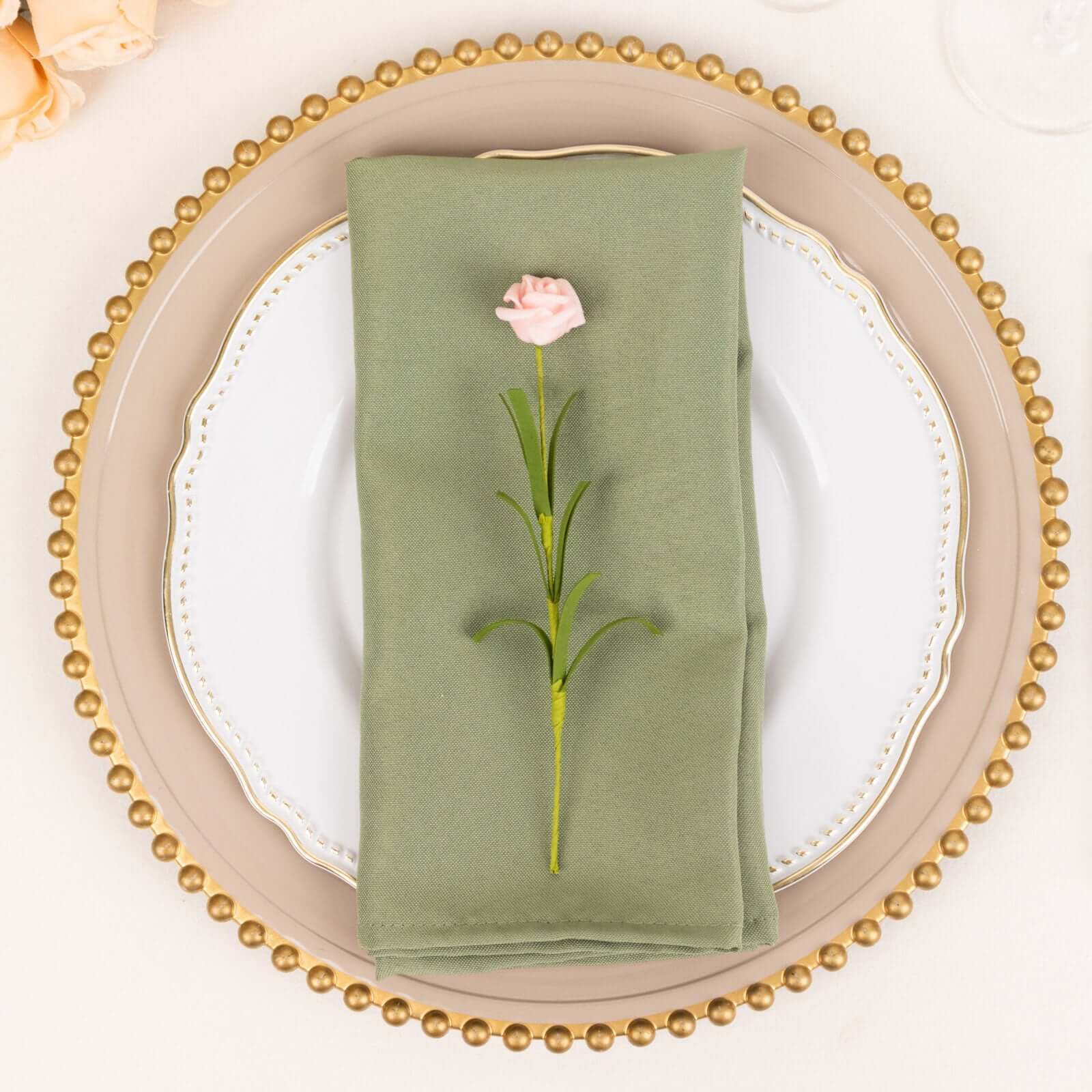 5 Pack Premium Polyester 20x20 Napkins Dusty Sage Green - Wrinkle-Resistant & Durable Dinner Napkins