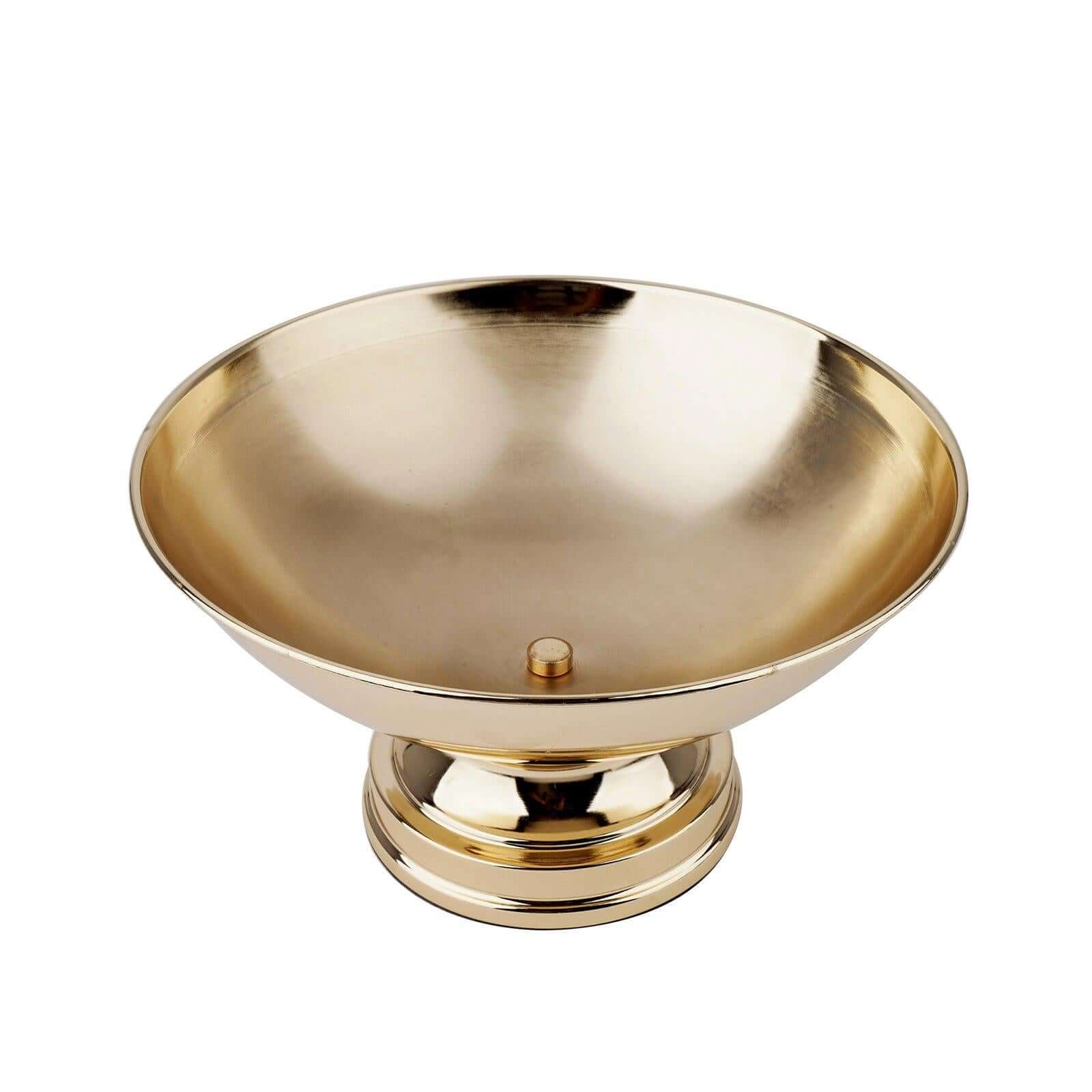 Metal Pedestal Flower Pot Round Design Gold - Floating Candle Bowl and Display Dish 12