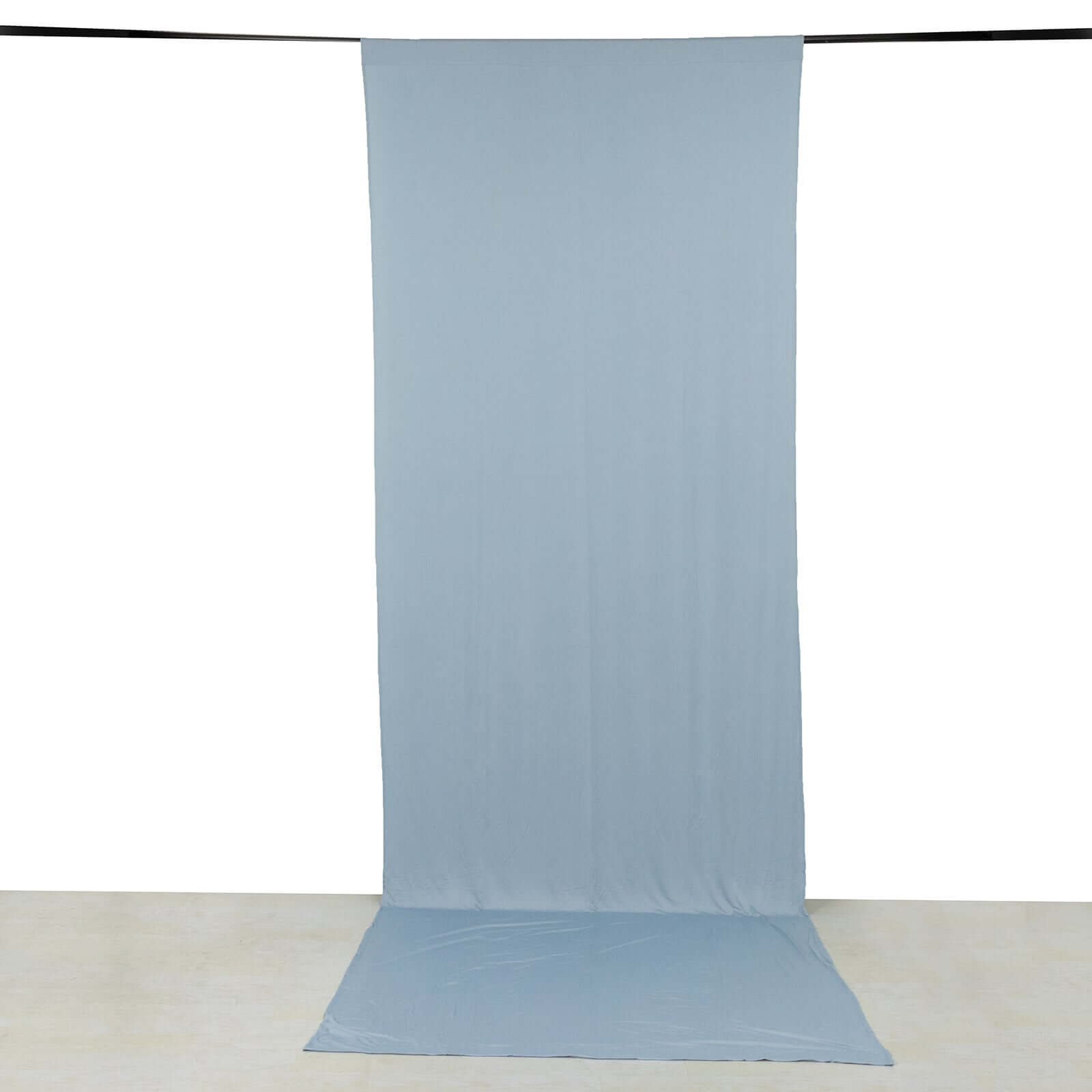 Dusty Blue 4-Way Stretch Spandex Event Curtain Drapes, Wrinkle Free Backdrop Event Panel with Rod Pockets - 5ftx14ft