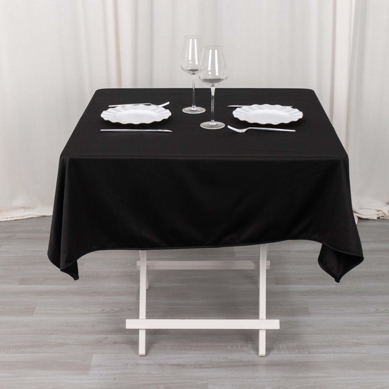 Premium Scuba Square 54x54 Tablecloth Black - Wrinkle Free & Stain Resistant Table Cover