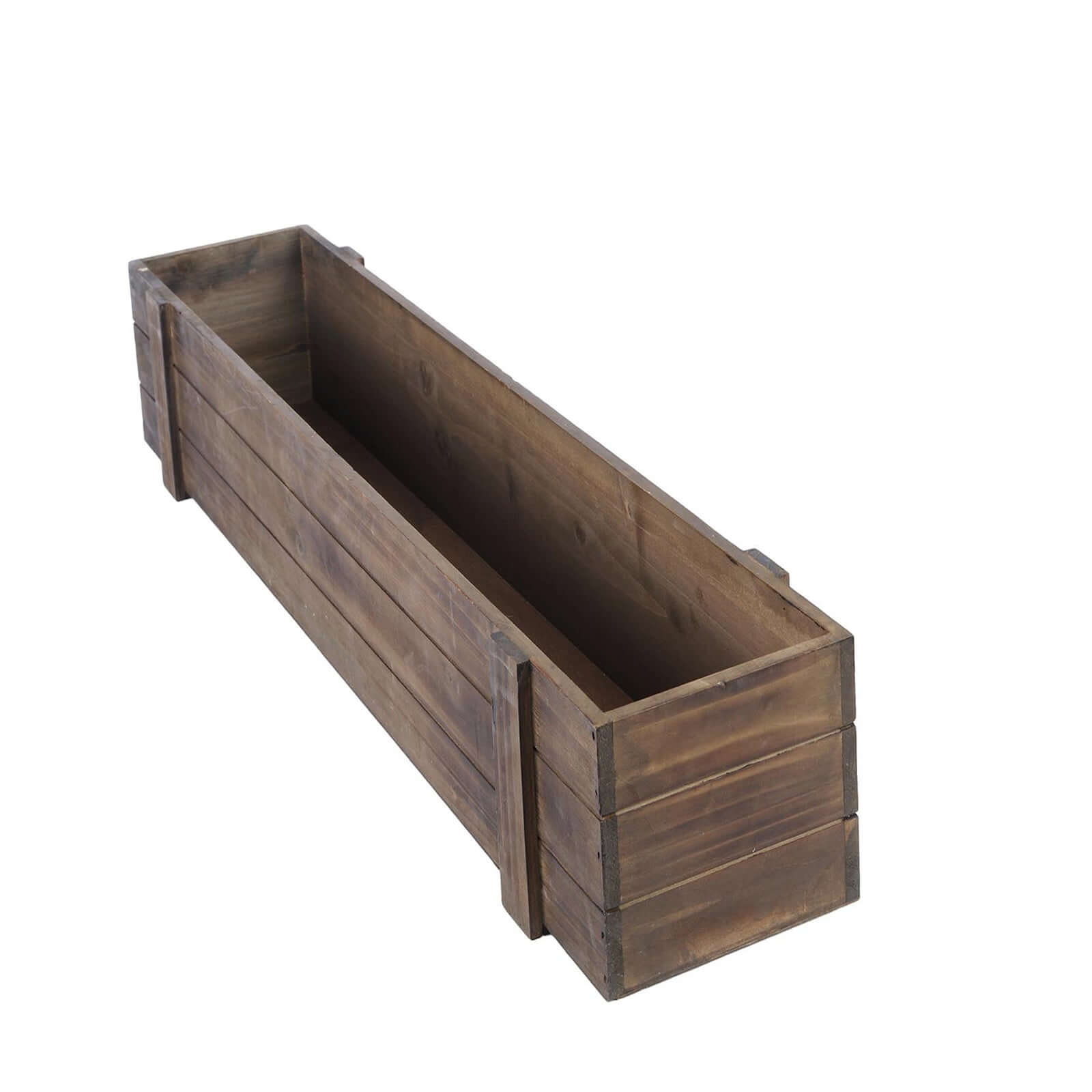 Rustic Wood Planter Box Smoked Brown - Durable Table Decor with Removable Plastic Liner 30x6