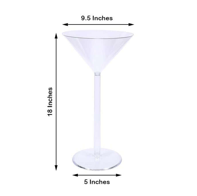 4-Pack Plastic Flower Vases Martini Glass Design Clear - Fillable Long Stem Event Centerpieces 18