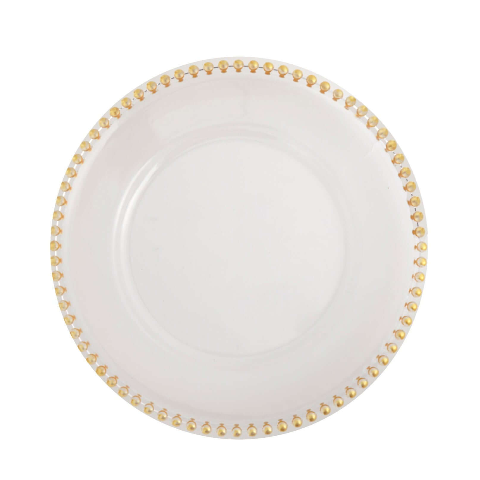 6-Pack Acrylic Round Charger Plates 13 in Clear with Gold Beaded Rim, Decorative Dinner Party Serving Plates