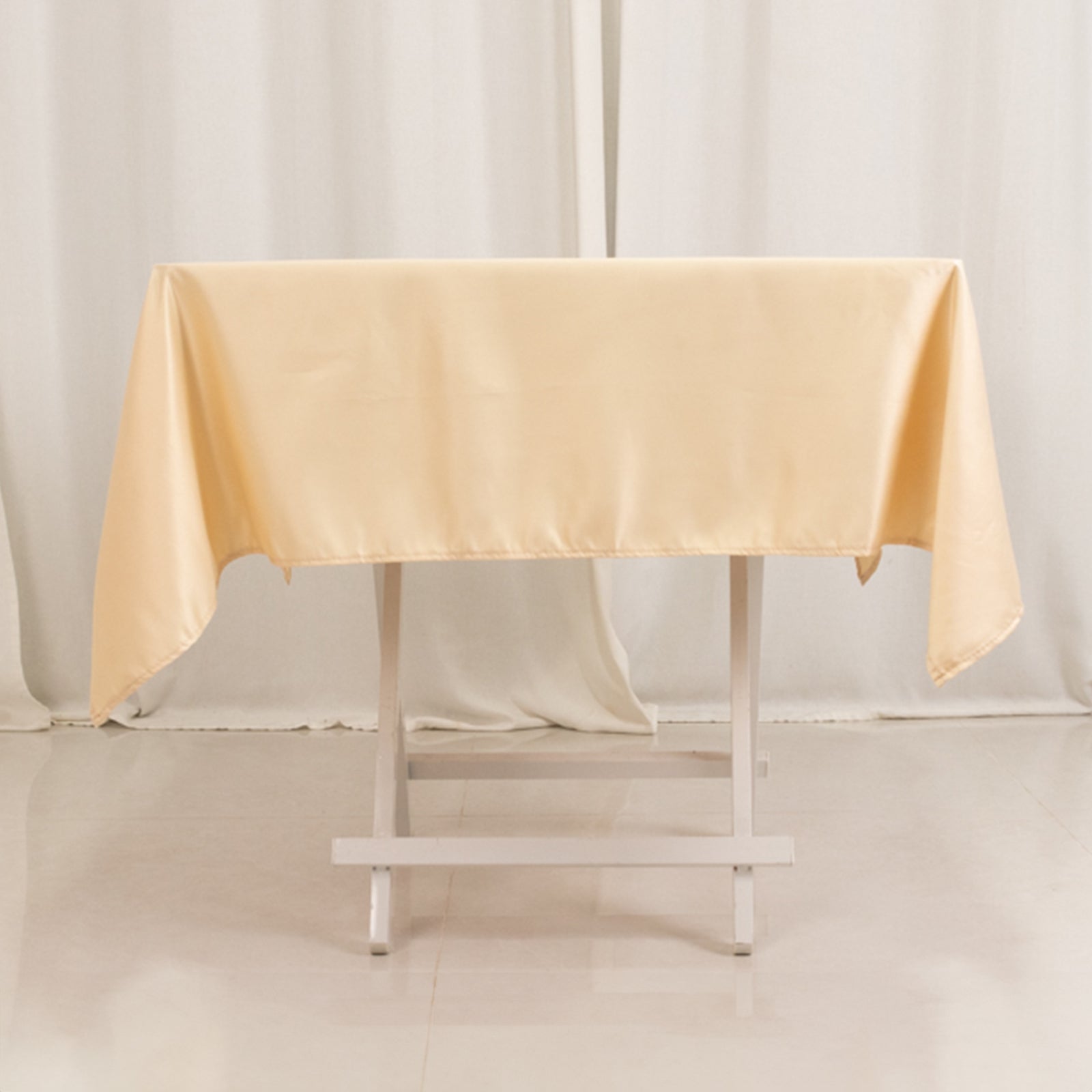 Lamour Satin 54x54 Square Tablecloth Beige - Durable & Silk-Like Table Cover