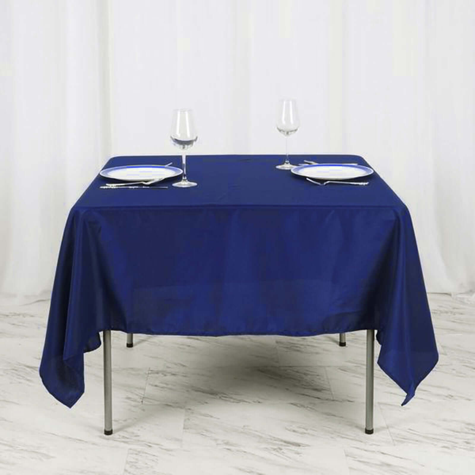 Polyester 70x70 Table Overlay Square Tablecloth Navy Blue - Wrinkle-Resistant & Durable Table Cover