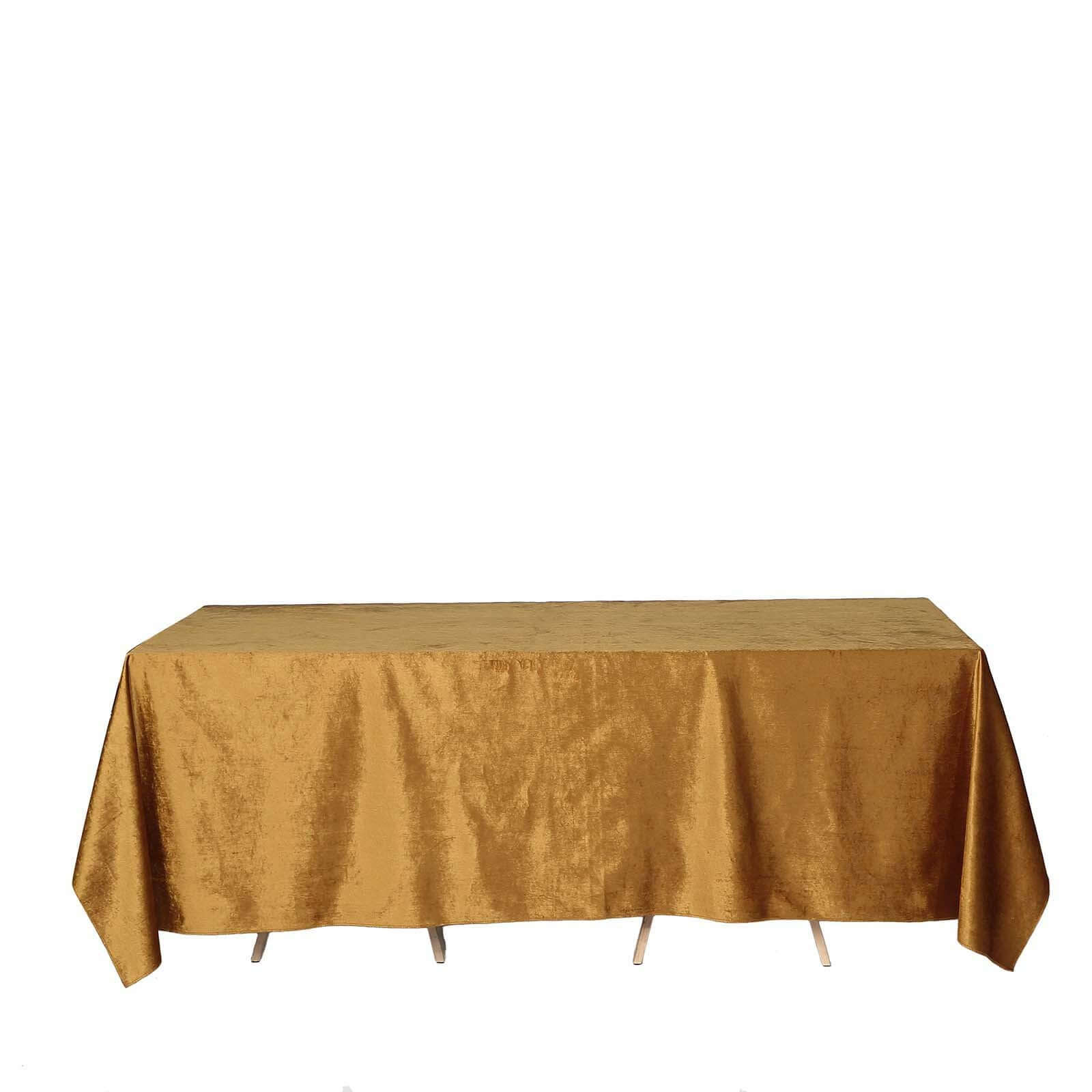 Premium Velvet 90x132 Rectangle Tablecloth Gold - Reusable Soft & Polished Seamless Table Cover for Luxury Weddings & Events