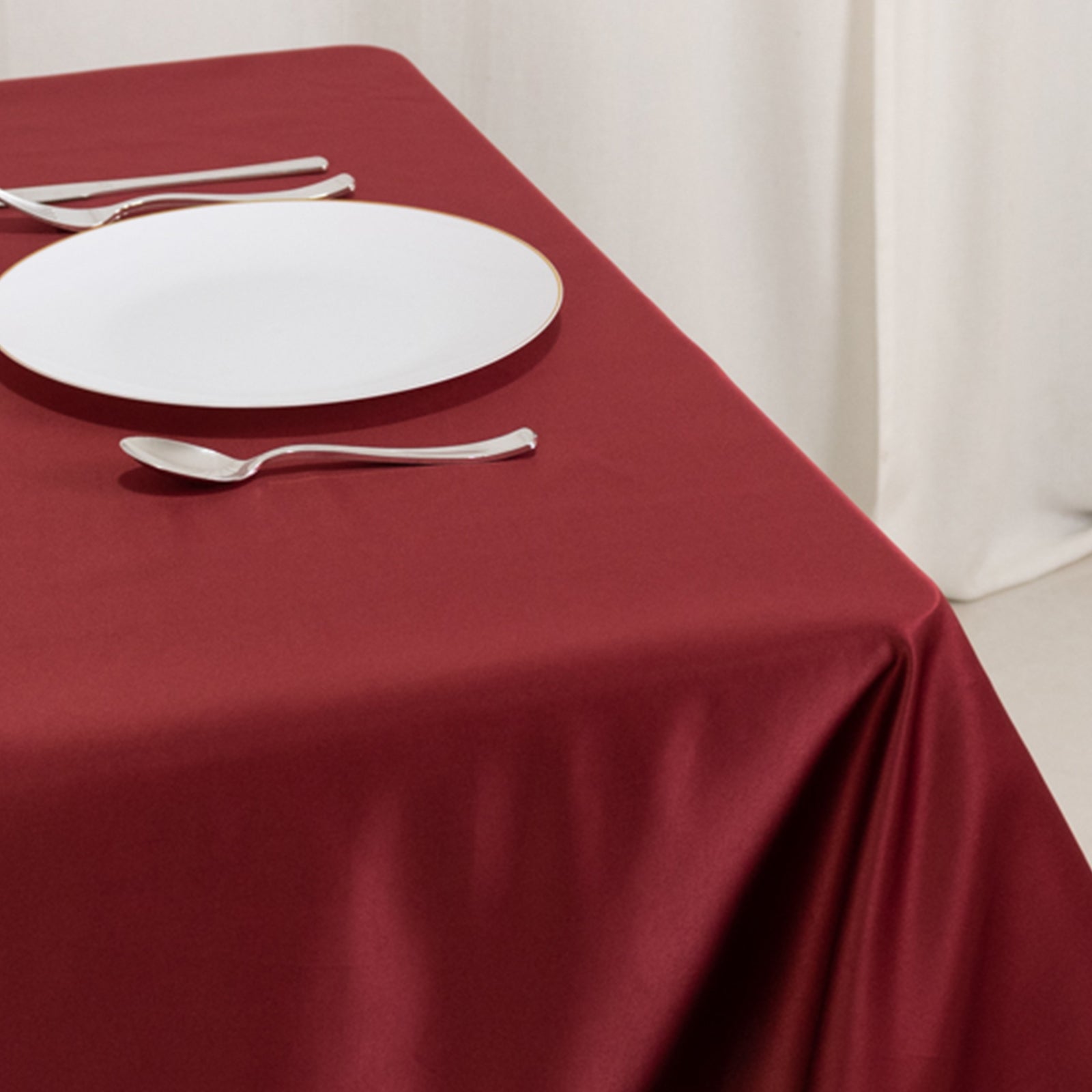 Lamour Satin 54x54 Table Overlay Square Tablecloth Burgundy - Durable & Silk-Like Table Cover