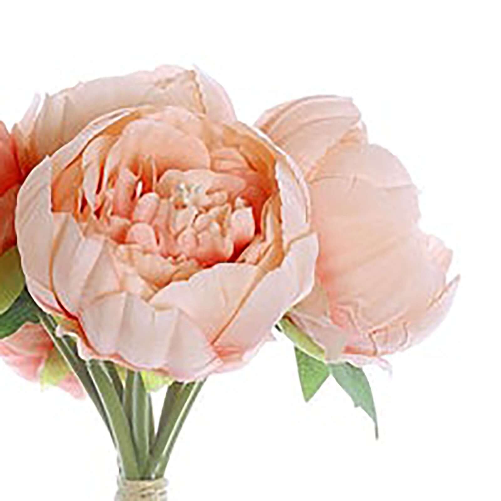 5 Flower Head Peach Peony Bouquet Artificial Silk Peonies Spray