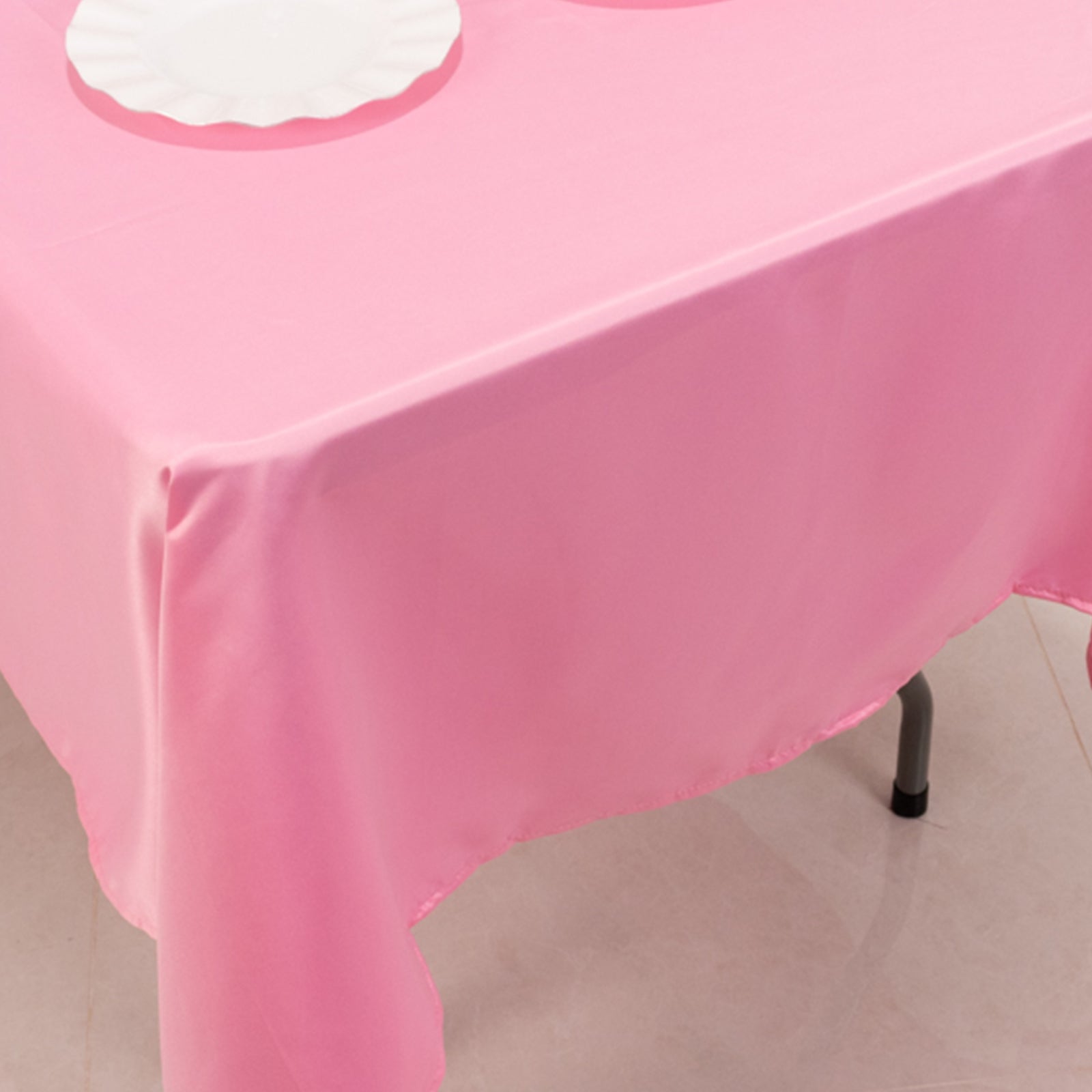 Lamour Satin 60x102 Rectangle Tablecloth Pink - Durable & Silky Soft Feel Table Cover