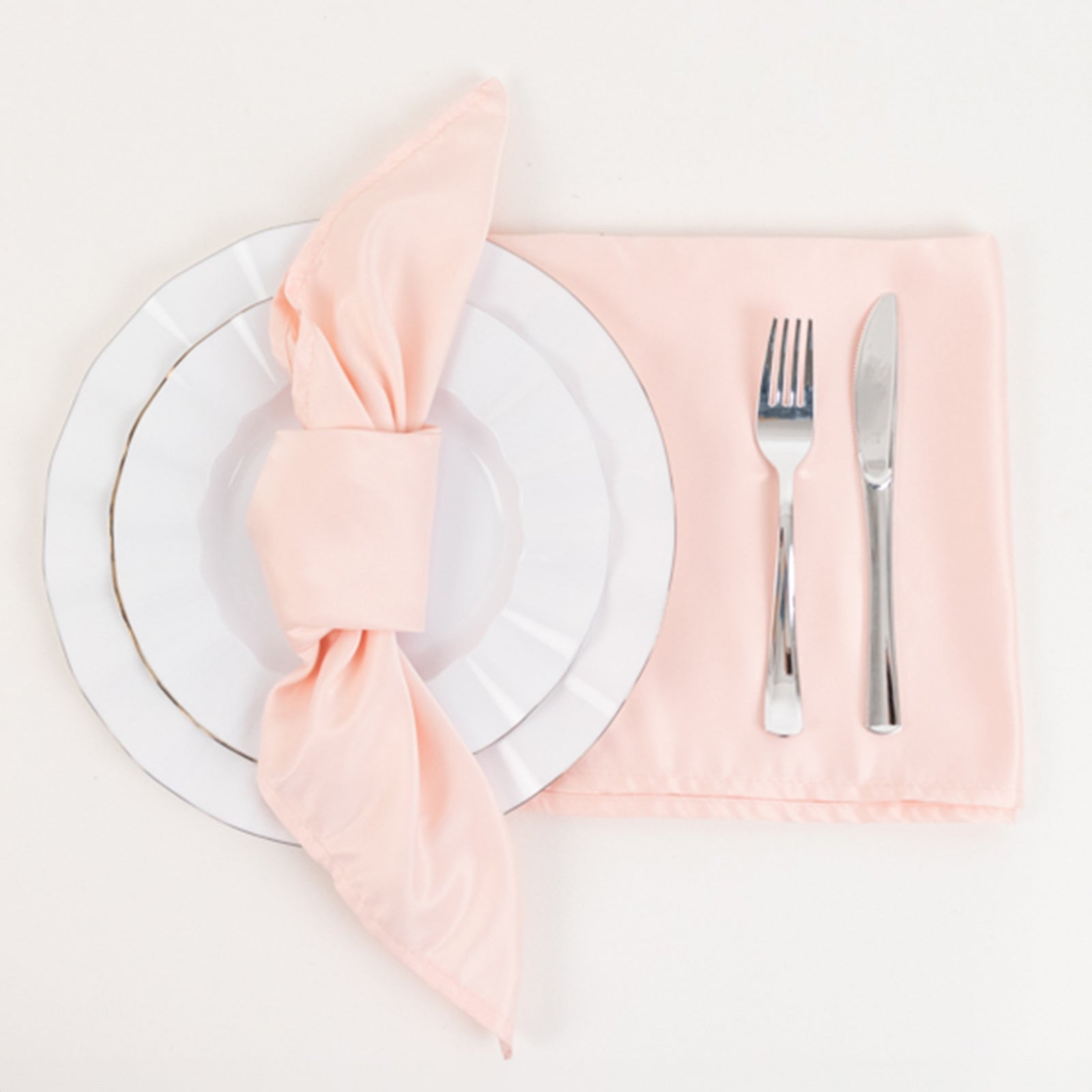 5 Pack Lamour Satin 20x20 Napkins Blush - Soft Matte Finish Dinner Napkins