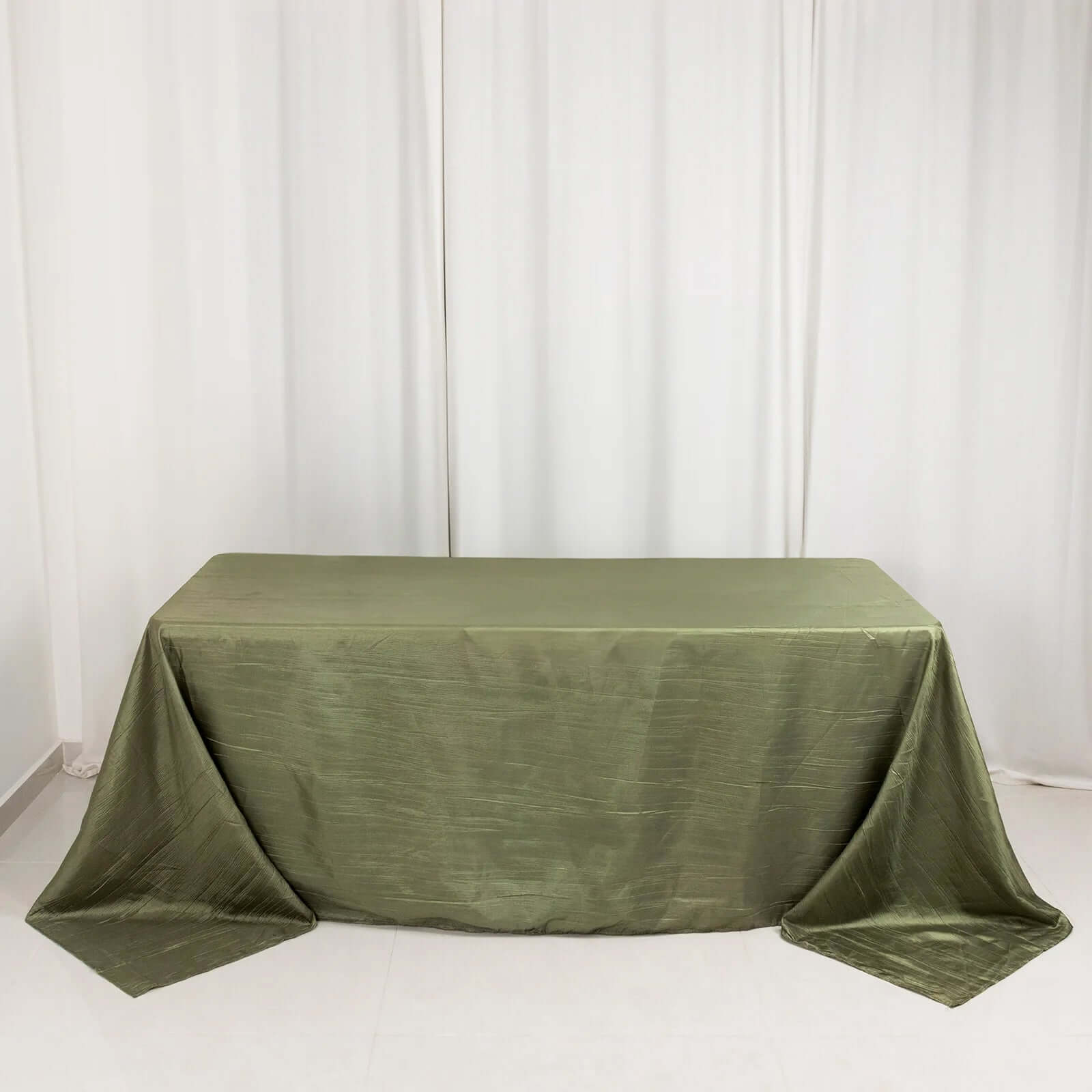 Taffeta 90x132 Rectangle Tablecloth Dusty Sage Green - Seamless Accordion Crinkle Table Cover