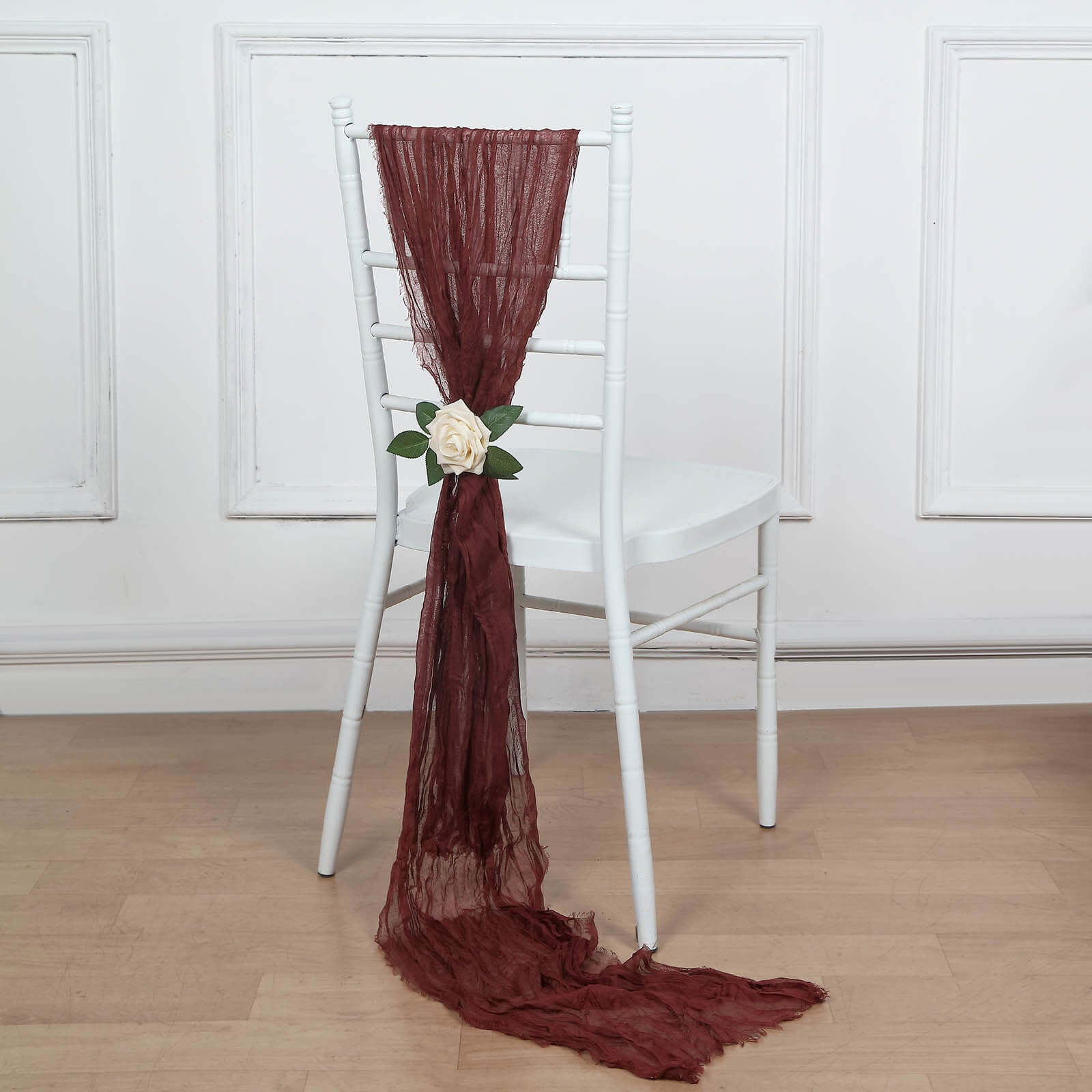 5 Pack Cheesecloth Gauze 16x88 Chair Sashes Burgundy - Boho Chair Decorations