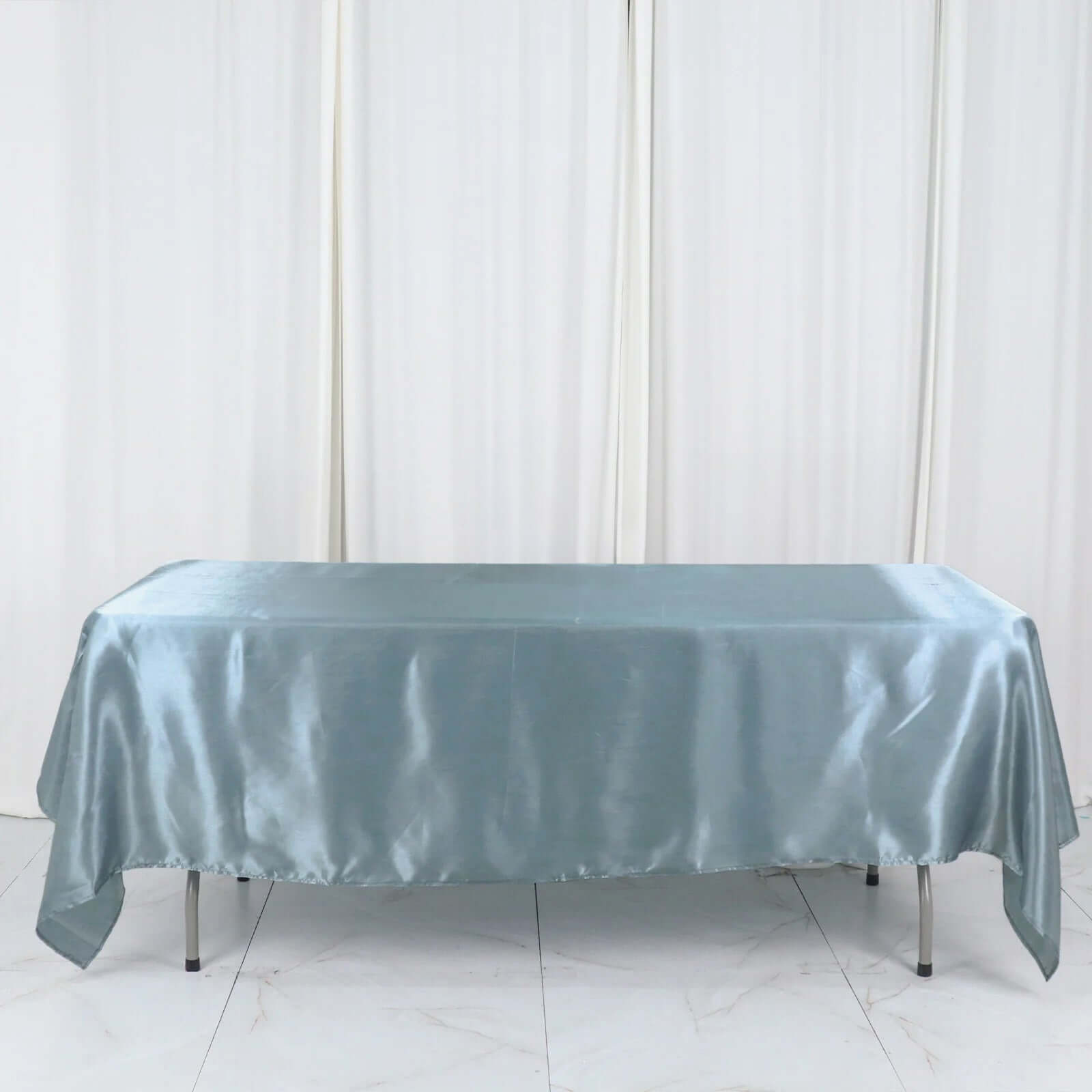 Satin Rectangular 60x102 Tablecloth Dusty Blue - Smooth and Lustrous Table Cover