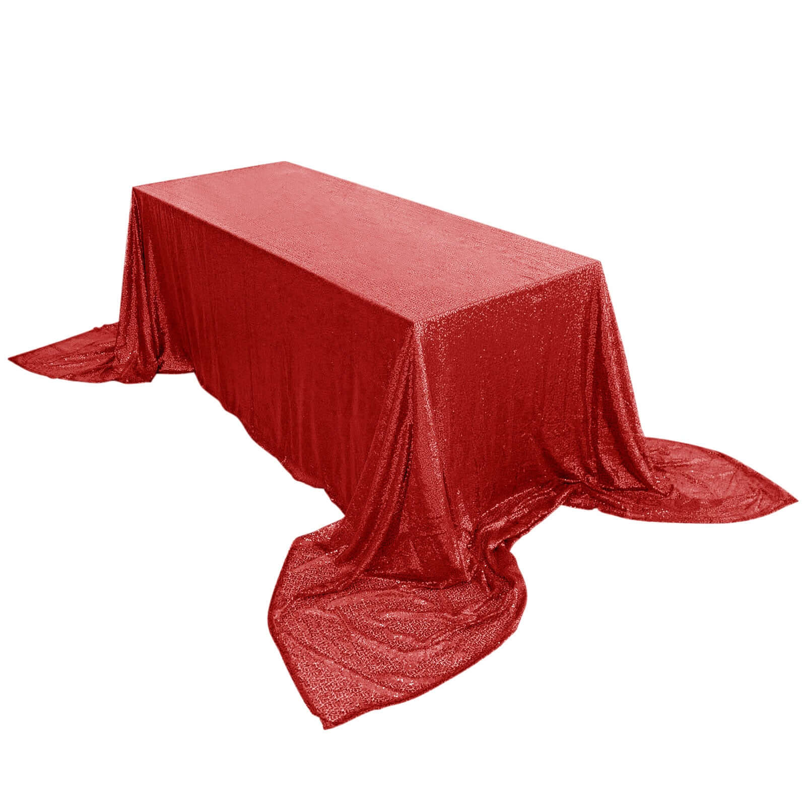 Sequin 90x156 Rectangle Tablecloth Red - Seamless Twinkling Table Cover