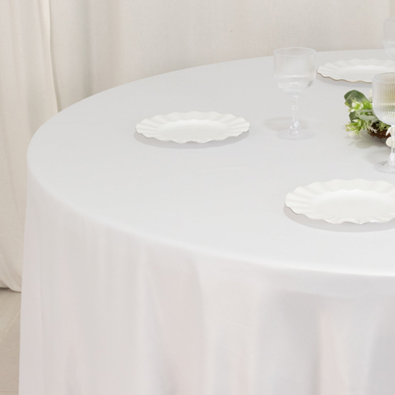 Lamour Satin 108 Round Tablecloth White - Durable & Silk-Like Table Cover for Classy Weddings & Events