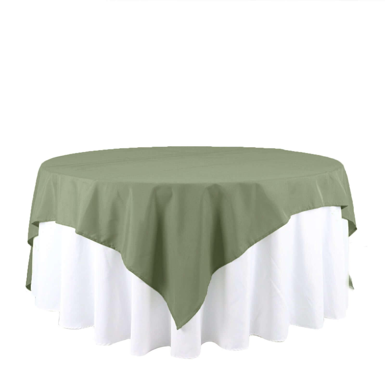 Polyester 90x90 Table Overlay Square Tablecloth Dusty Sage Green - Wrinkle-Resistant & Durable Table Cover