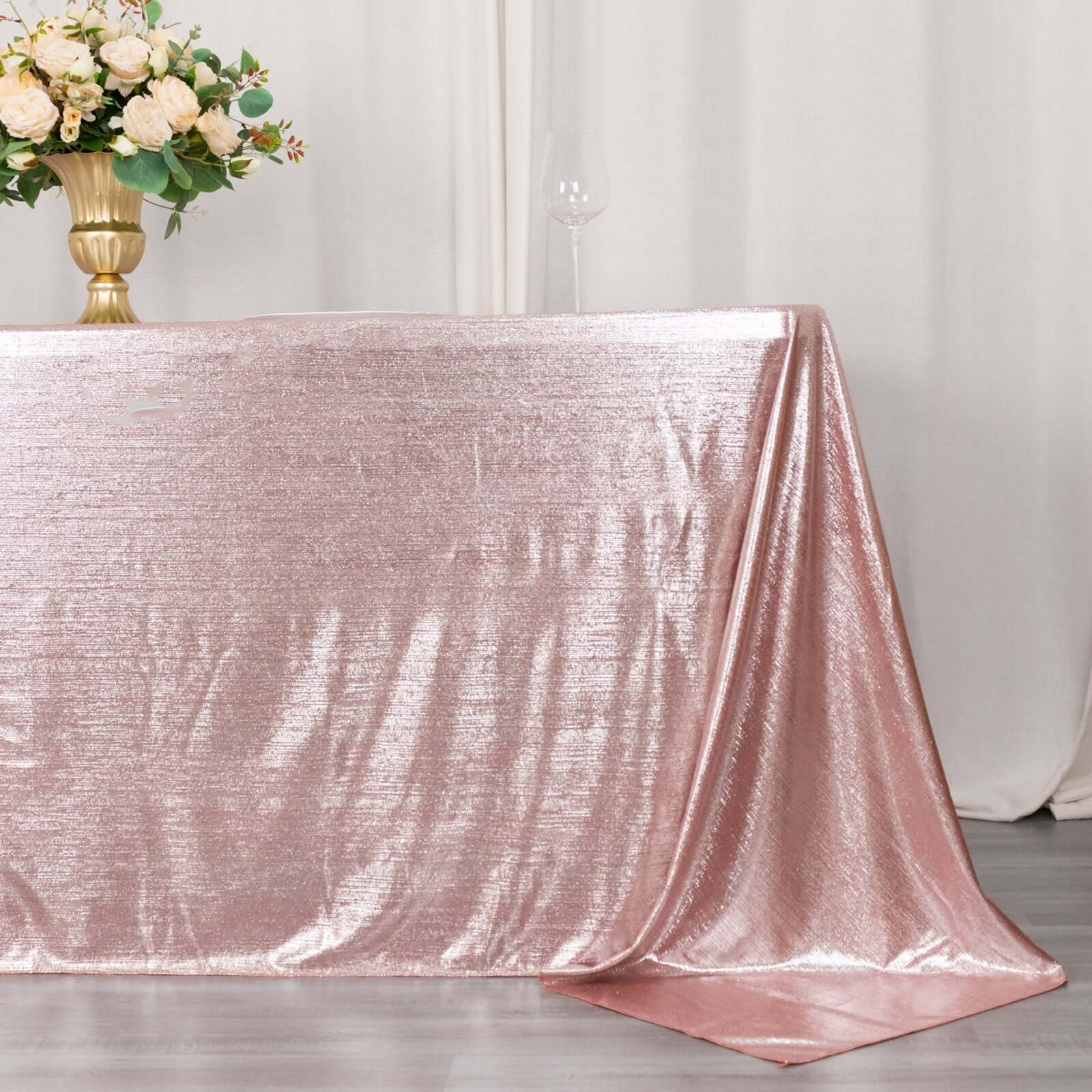 Sequin Dots Polyester 90x132 Rectangle Tablecloth Shimmering Rose Gold - Seamless, Glittering & Wrinkle Free Table Cover