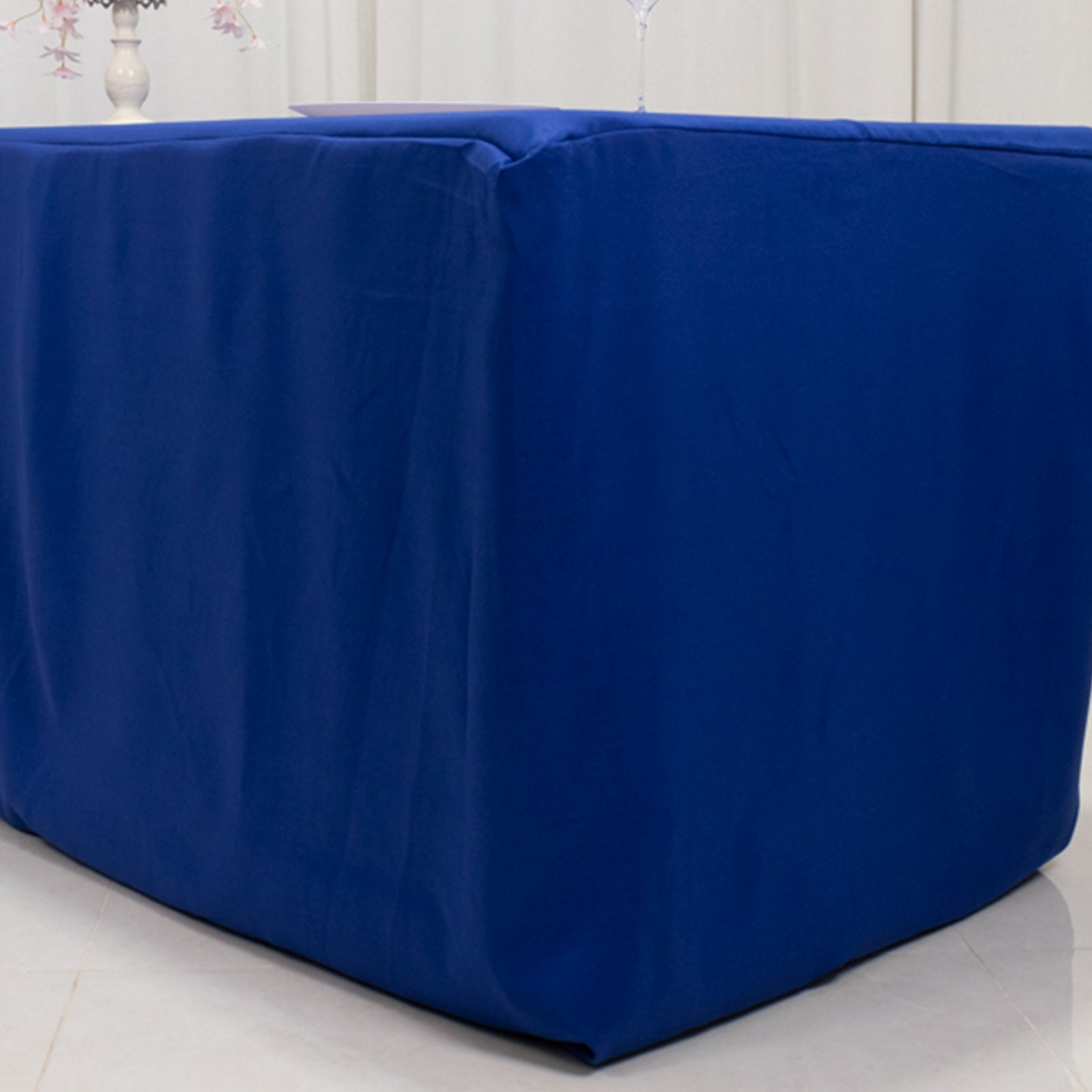 Premium Polyester 8ft Rectangle Tablecloth Royal Blue Durable Fitted 220GSM Table Cover