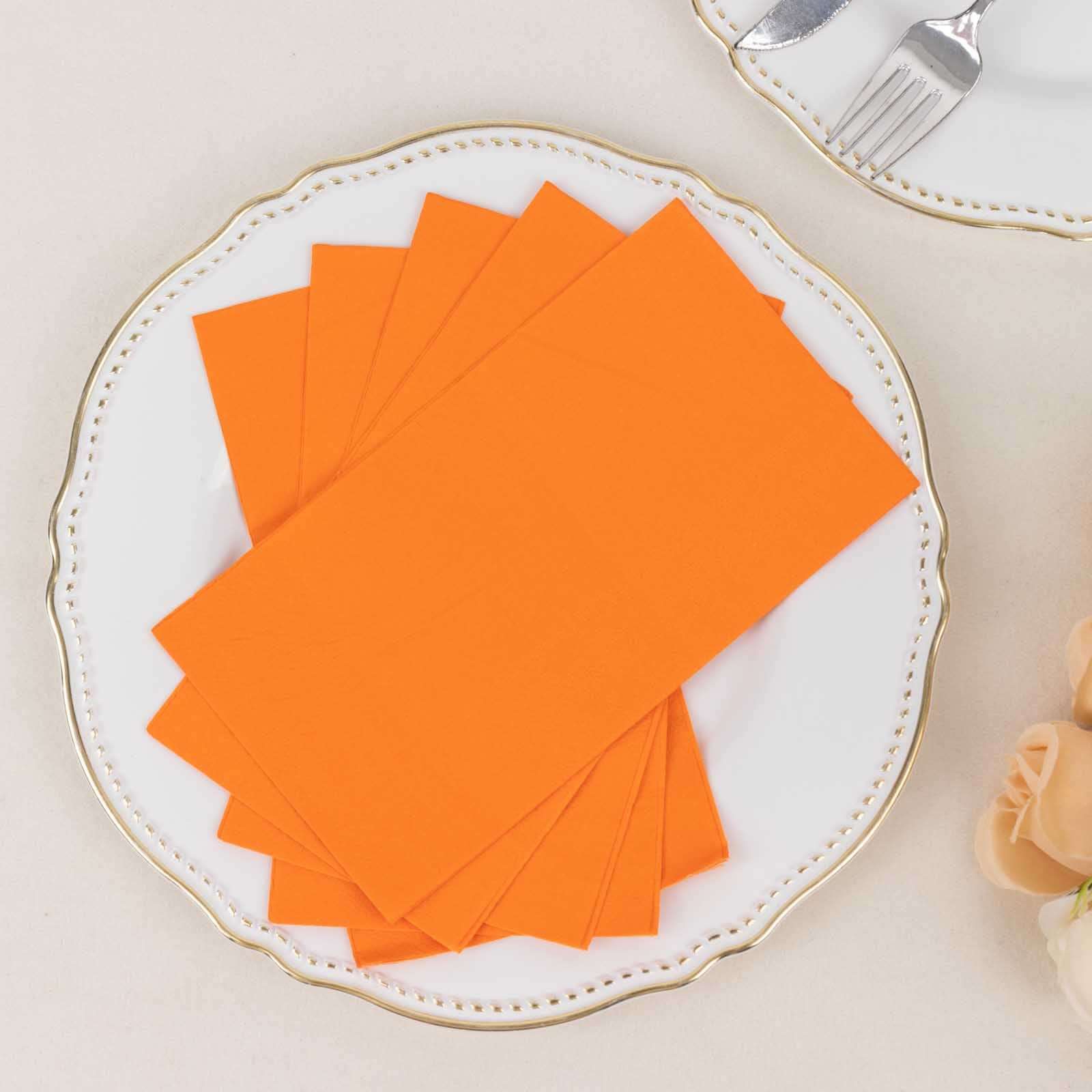 50-Pack Paper Napkins Soft Orange - Disposable 2-Ply Cocktail and Beverage Napkins for Weddings