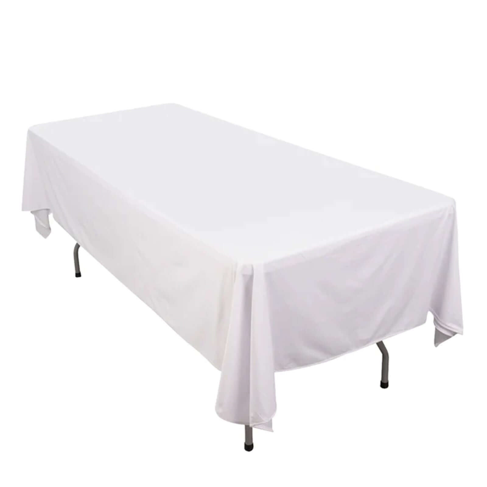 Premium Scuba Rectangular 60x102 Tablecloth White - Wrinkle Free & Stain Resistant Table Cover for Weddings and Banquets