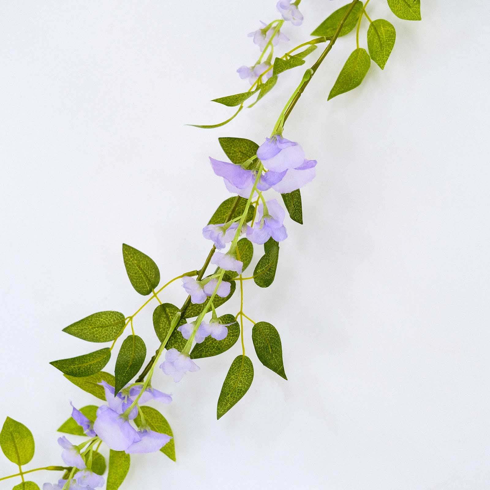 2 Pack 6ft Lavender Lilac Artificial Wisteria Flower Garland Hanging Vines, Silk Floral Garland Wedding Arch Decor