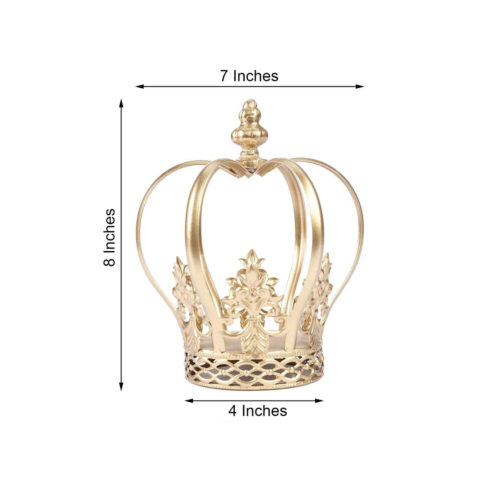 Metal Royal Crown Cake Topper Gold - Stunning Cake Centerpiece Decoration with Intricate Fleur-De-Lis Sides for Glamorous Events & Special Occasions 8