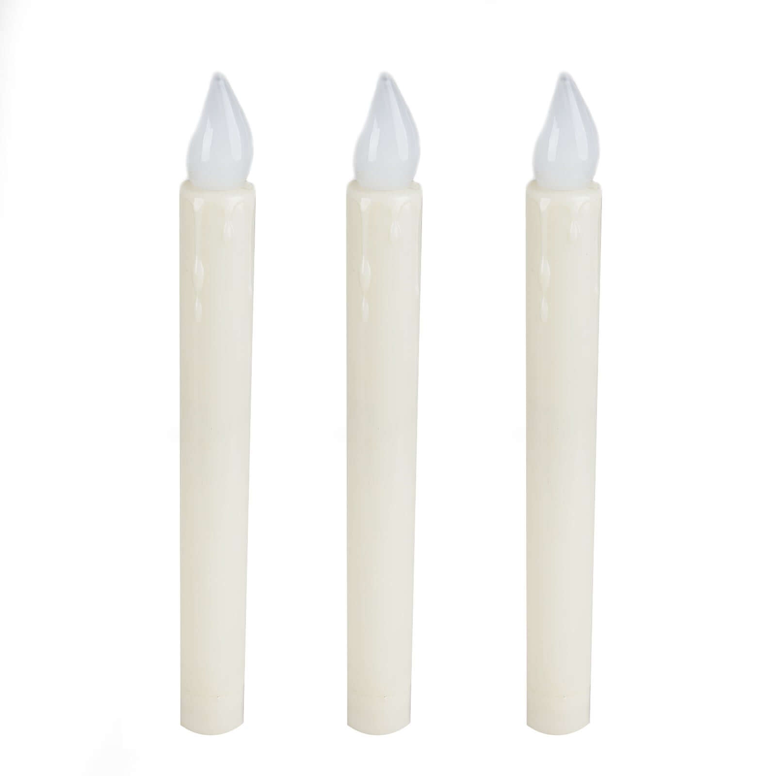 3-Pack LED Flameless Lighting Wax Drip Textured White - Battery Operated Taper Candles 9