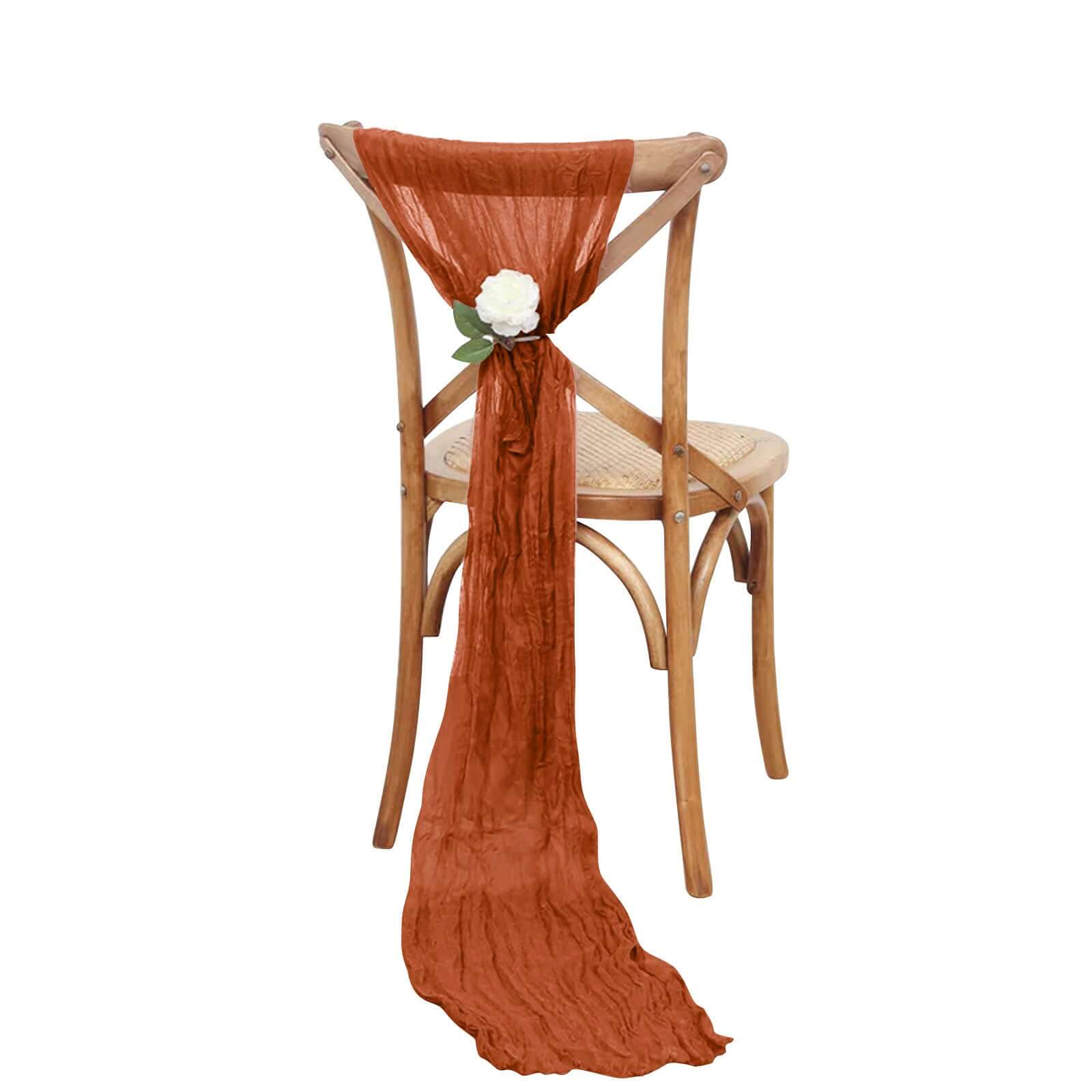 5 Pack Cheesecloth Gauze 16x88 Chair Sashes Terracotta (Rust) - Boho Chair Decorations