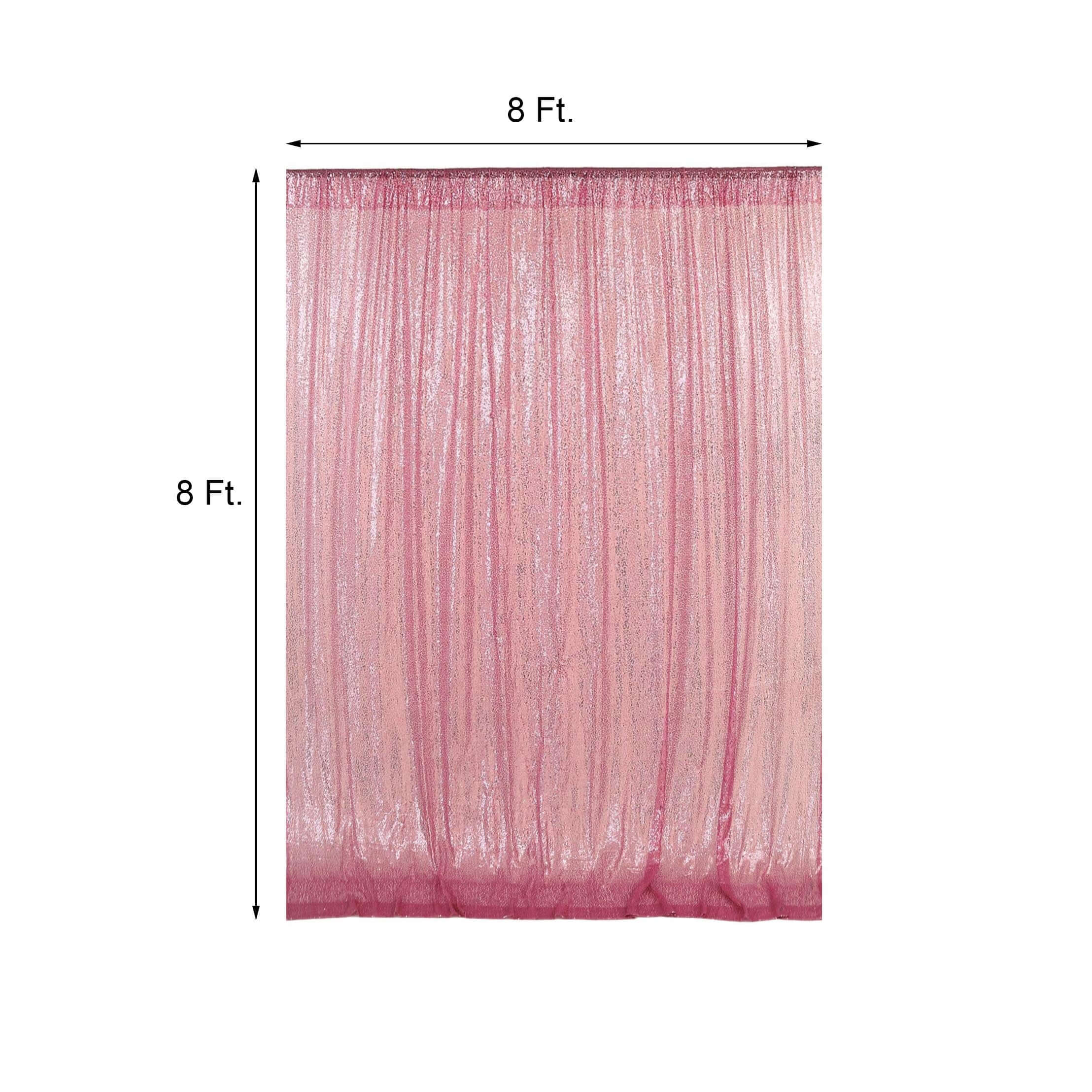 8ftx8ft Pink Sequin Event Curtain Drapes, Backdrop Event Panel