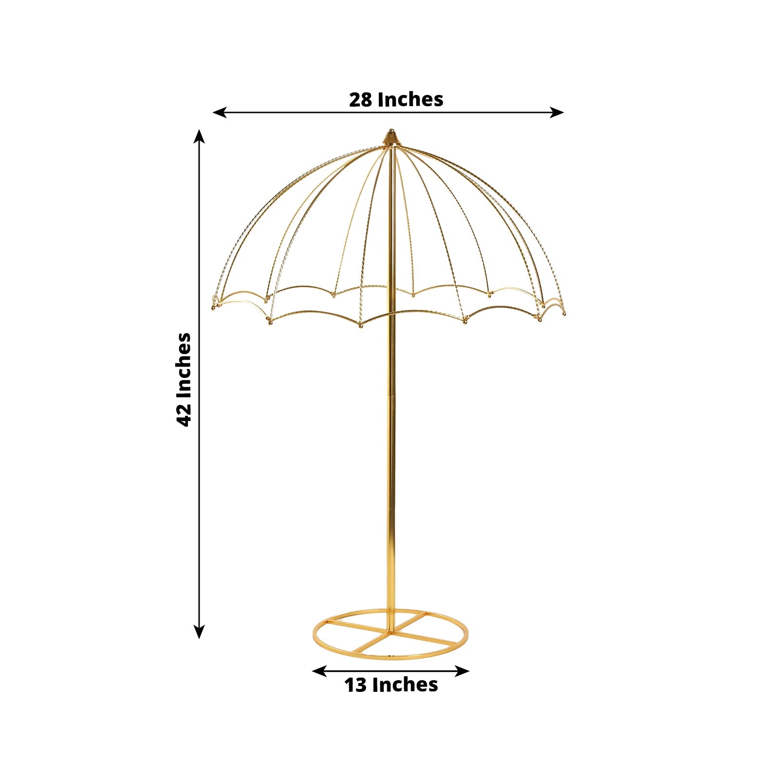 Wedding Centerpiece Umbrella Design Metal Gold - Round Base Floral Frame Stand 42