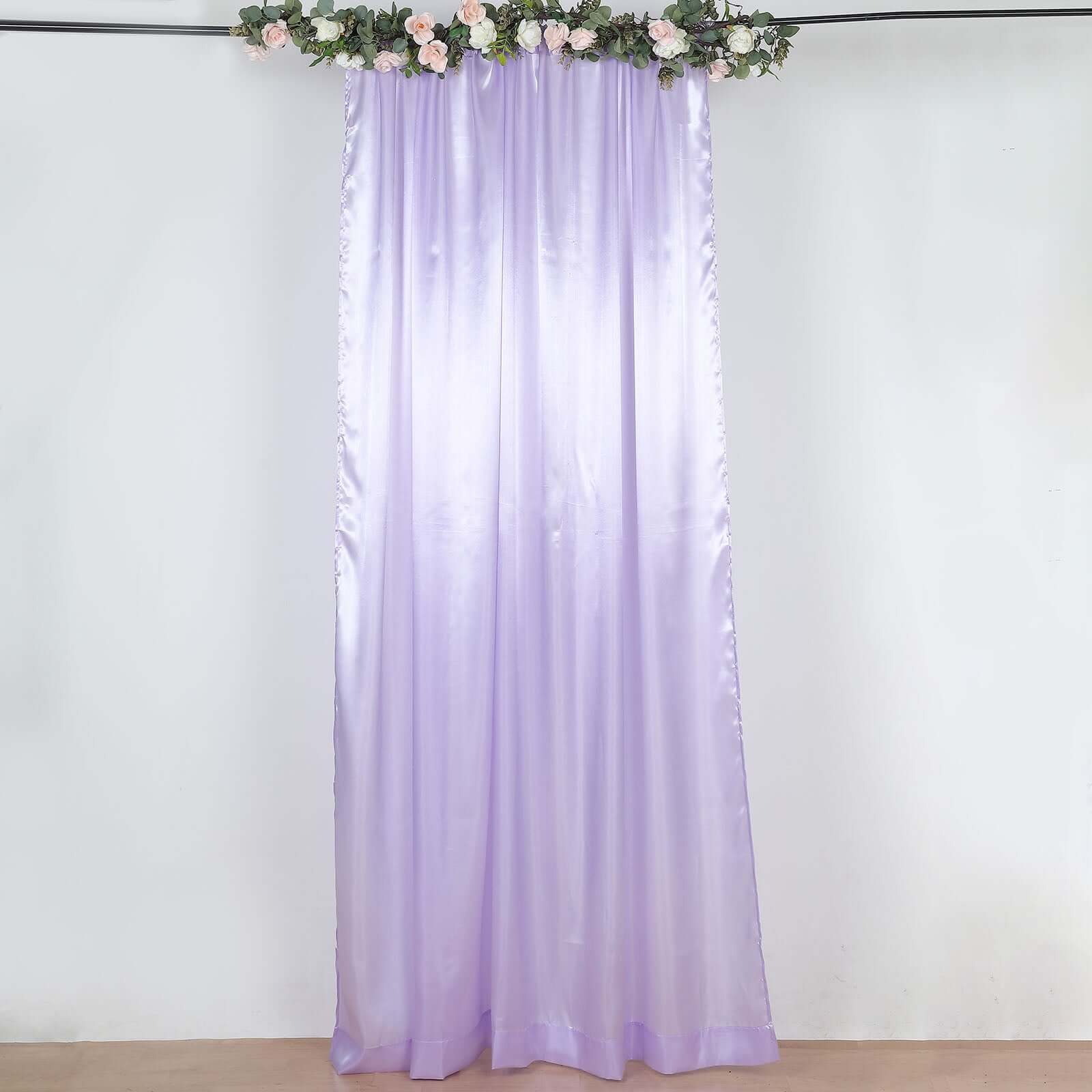 8ftx10ft Lavender Lilac Satin Event Curtain Drapes, Backdrop Event Panel