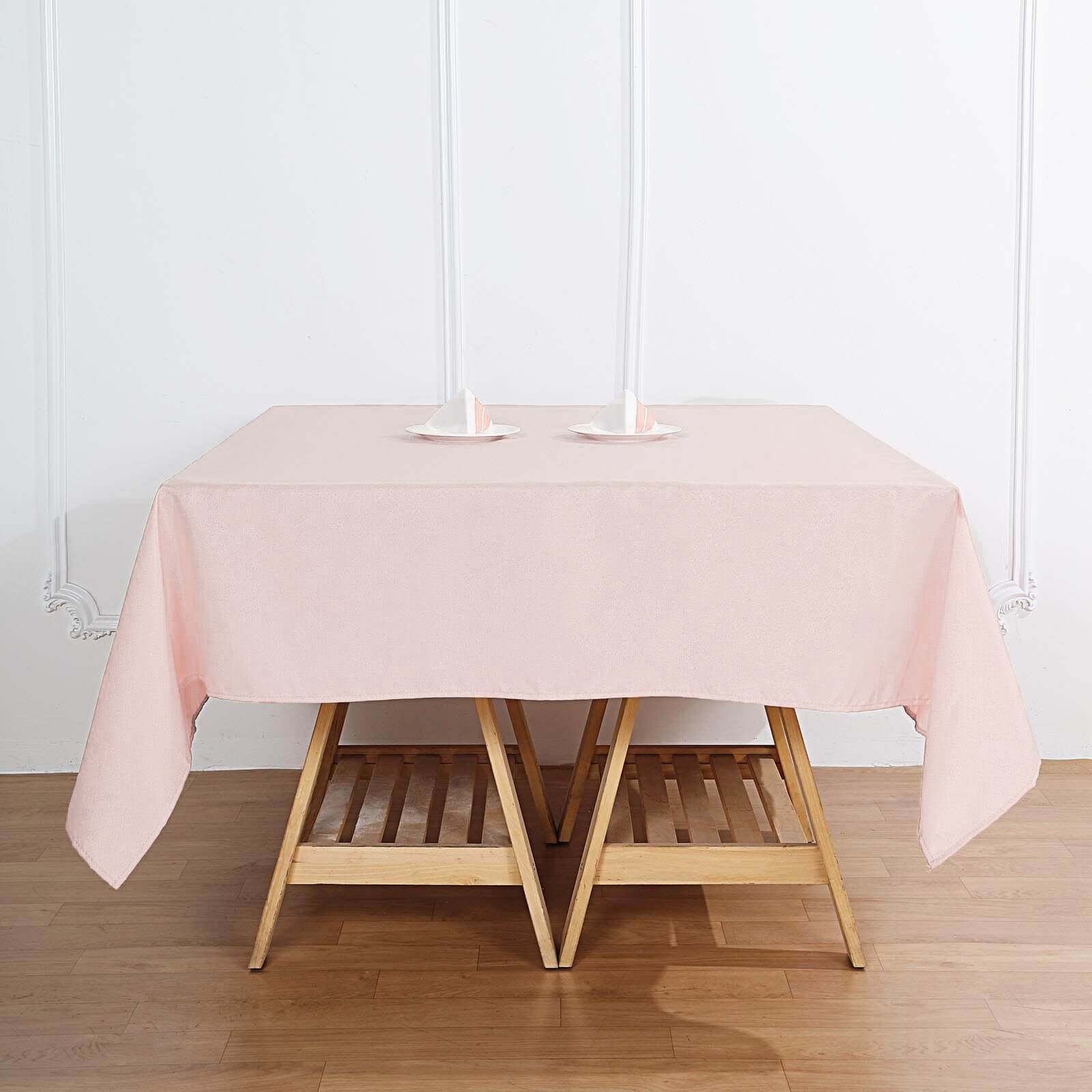 Polyester 70x70 Table Overlay Square Tablecloth Blush - Wrinkle-Resistant & Durable Table Cover