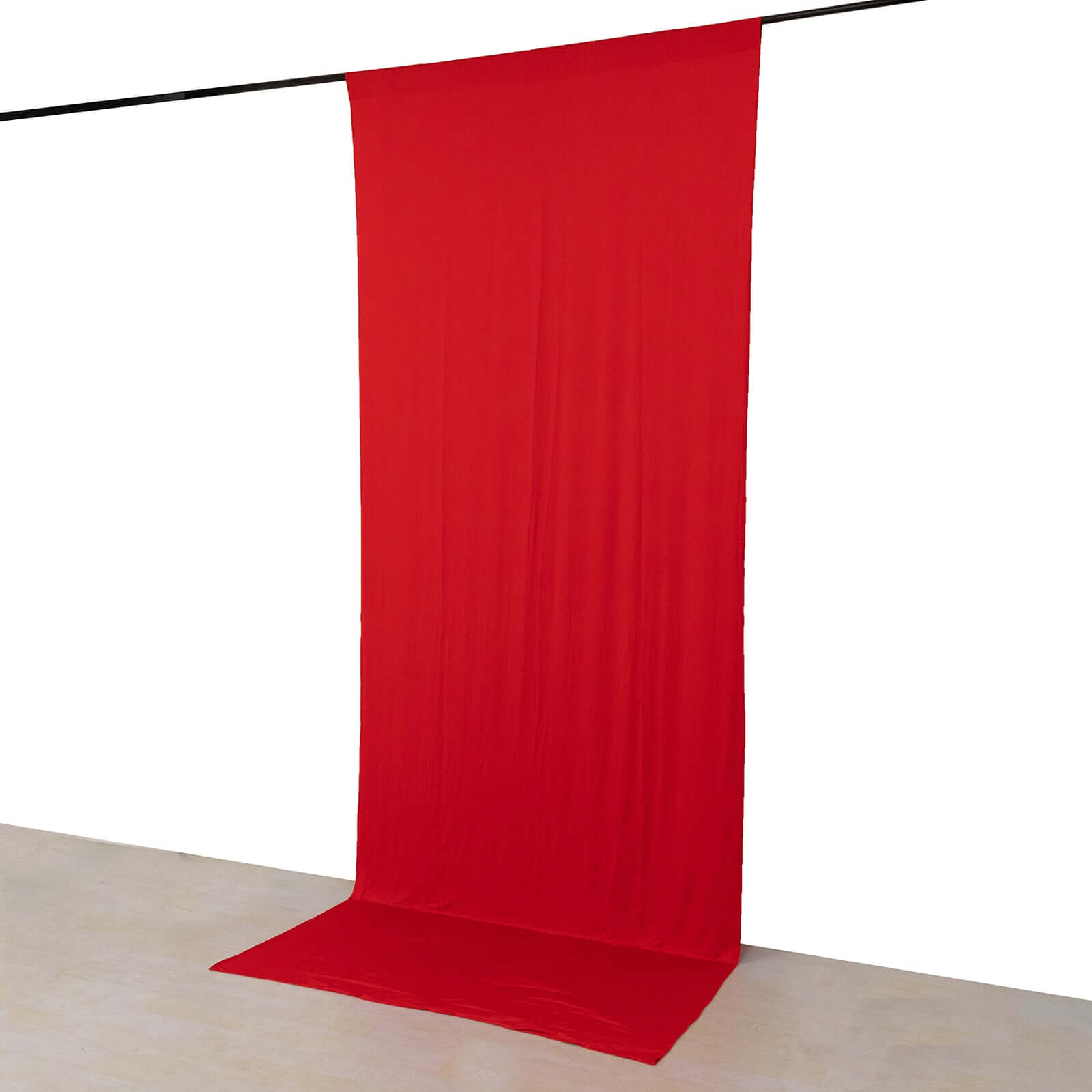 Red 4-Way Stretch Spandex Event Curtain Drapes, Wrinkle Free Backdrop Event Panel with Rod Pockets - 5ftx12ft