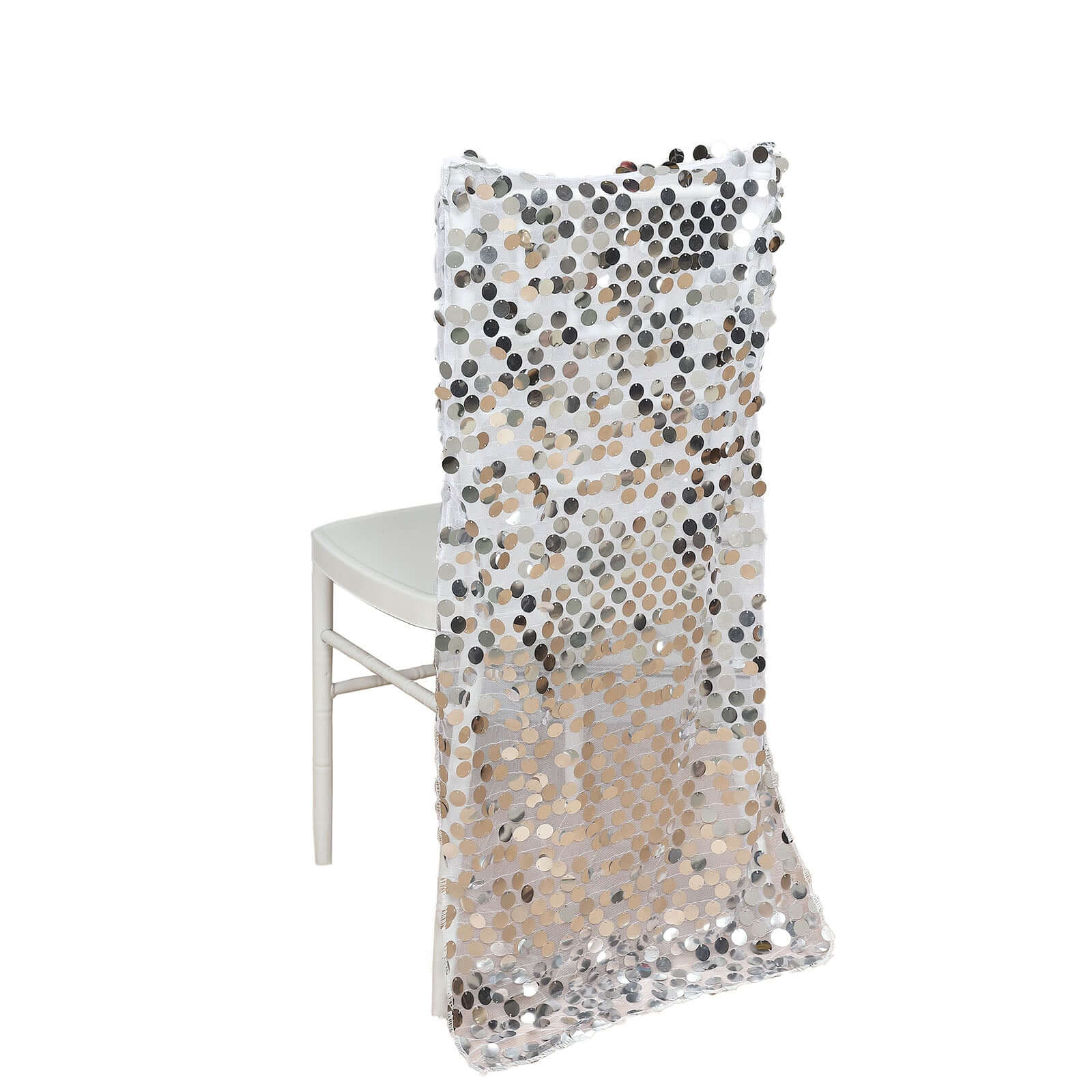 Sequin Chair Slipcover Big Payette Design for Chiavari Chairs Silver - Glittering Chair Back Cover