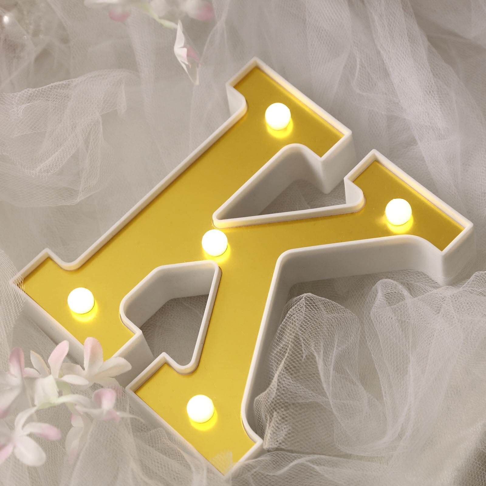 3D Marquee Letter K Warm White 5 LED Lights Gold - Chic Light-Up Decor for Events 6