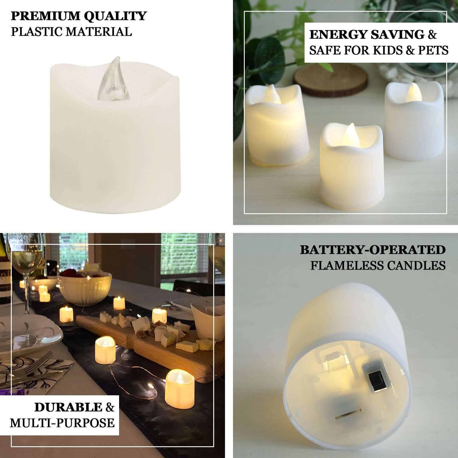 12-Pack LED Tealight Candles Mini Votive White Design - Battery Operated Flameless Lighting