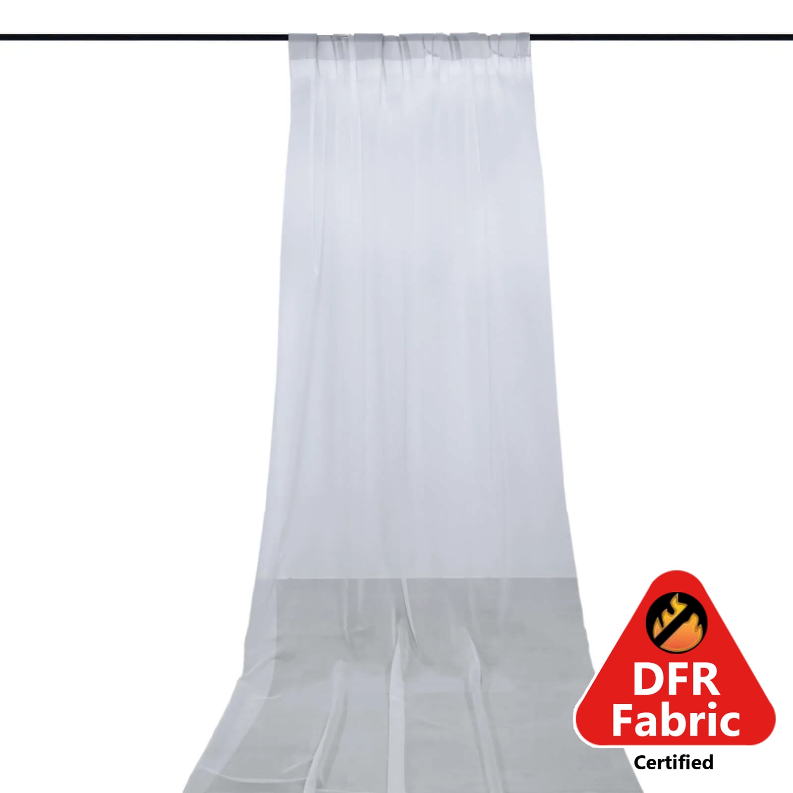 5ftx14ft Premium White Chiffon Curtain Panel, Durable Flame Resistant Backdrop Ceiling Drapery With Rod Pocket