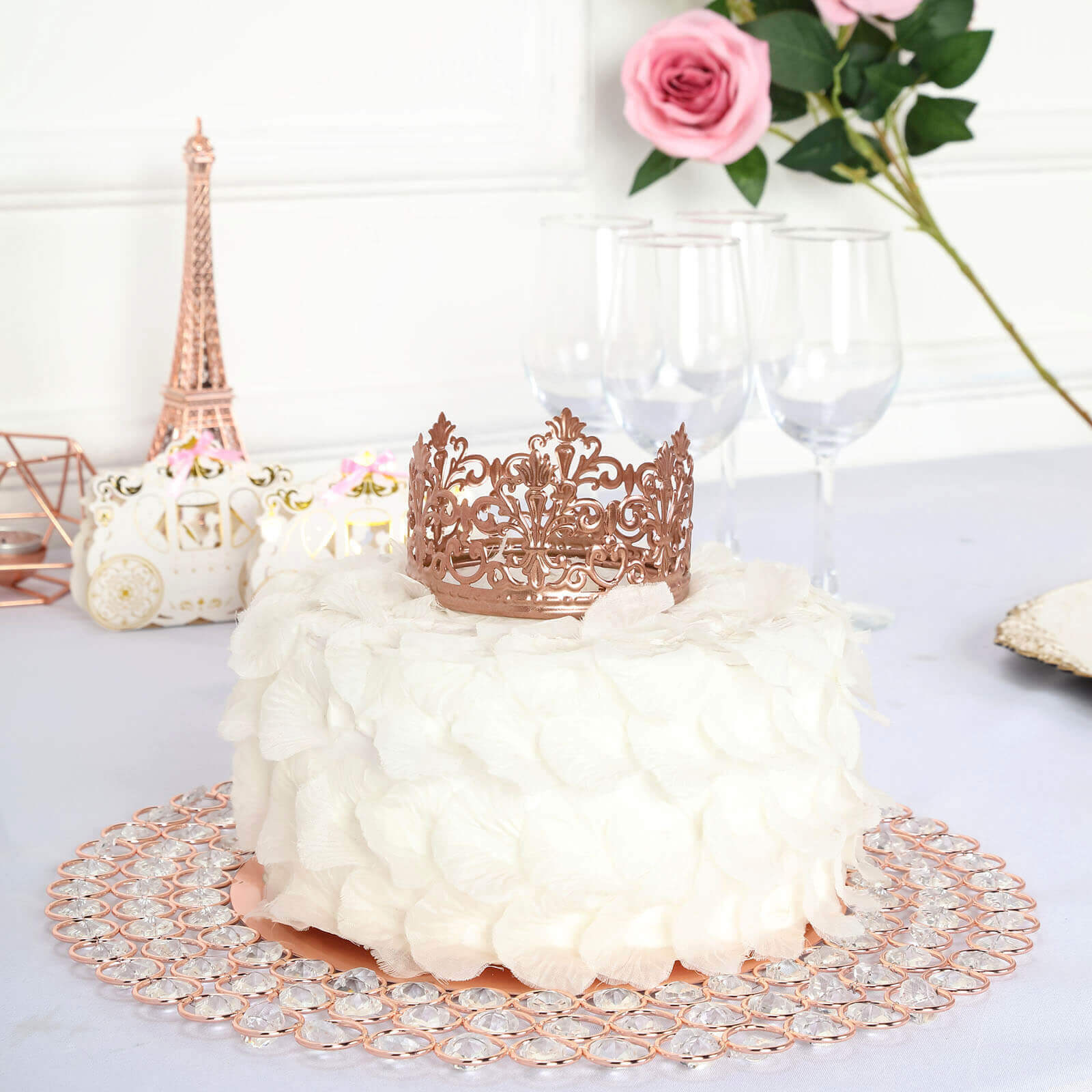 Metal Princess Crown Cake Topper Rose Gold - Exquisite Cake Centerpiece Decor for Quinceaeras Bridal Showers & Fairytale-Themed Events 2