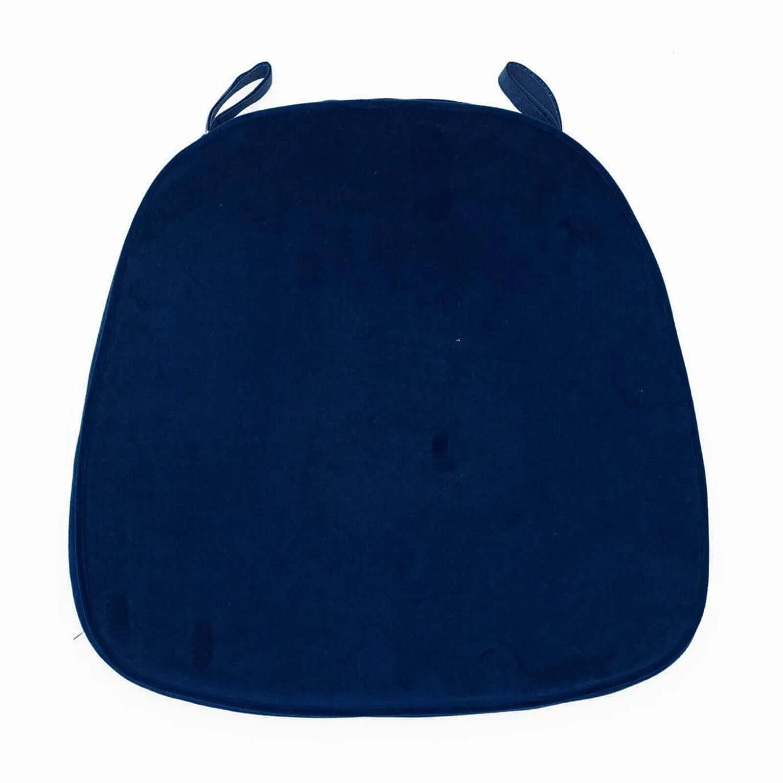 Velvet Chair Cushion with 2 Thick Memory Foam and Ties Navy Blue - Removable Cover for Chiavari Chairs