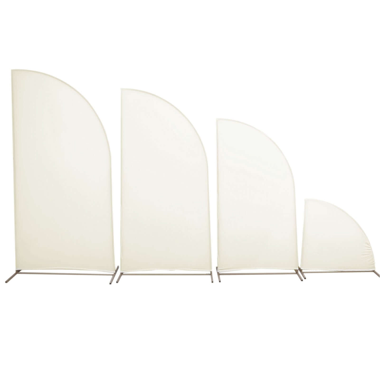 Set of 4 Matte Ivory Spandex Half Moon Chiara Backdrop Stand Covers, Custom Fitted Wedding Arch Covers - 2.5ft,5ft,6ft,7ft