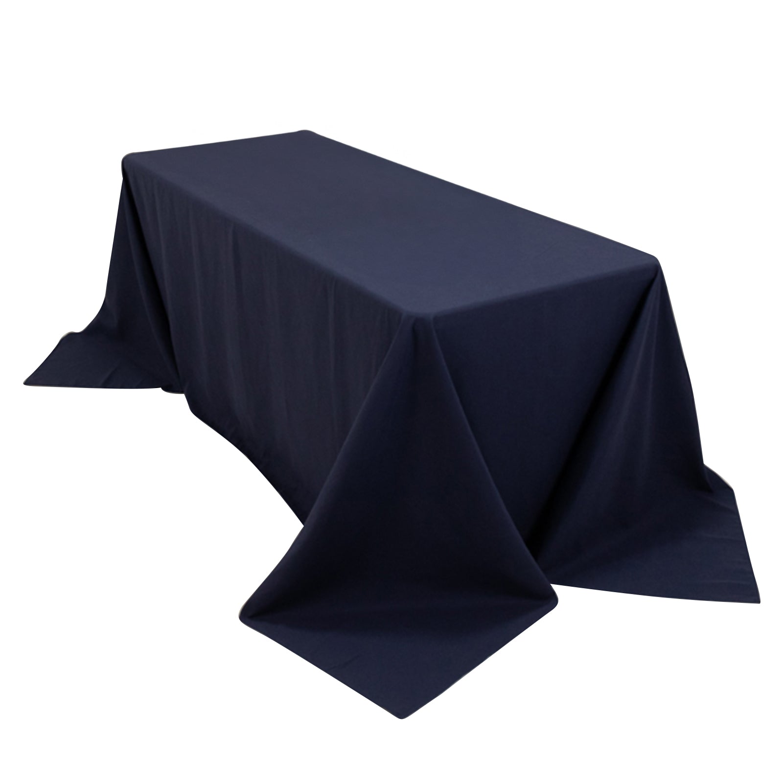 Cotton Blend 90x132 Rectangle Tablecloth Navy Blue - Seamless Wrinkle-Resistant Table Cover