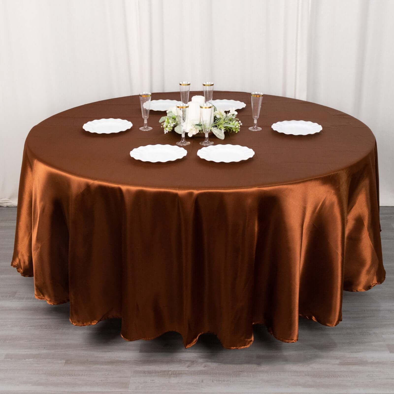 Satin 108 Round Tablecloth Cinnamon Brown - Smooth and Lustrous Table Cover