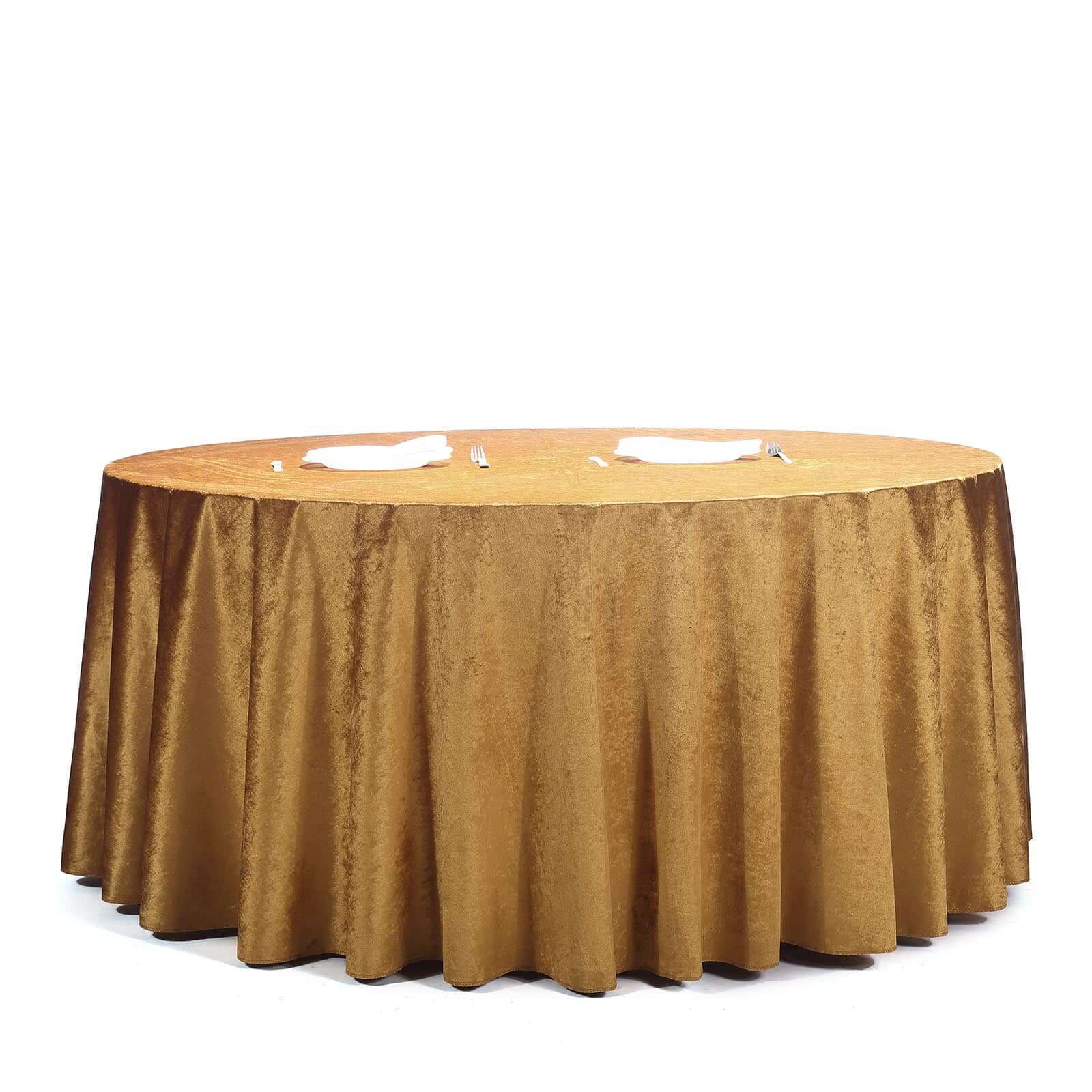 Premium Velvet 120 Round Tablecloth Gold - Reusable Soft & Seamless Table Cover for Upscale Events