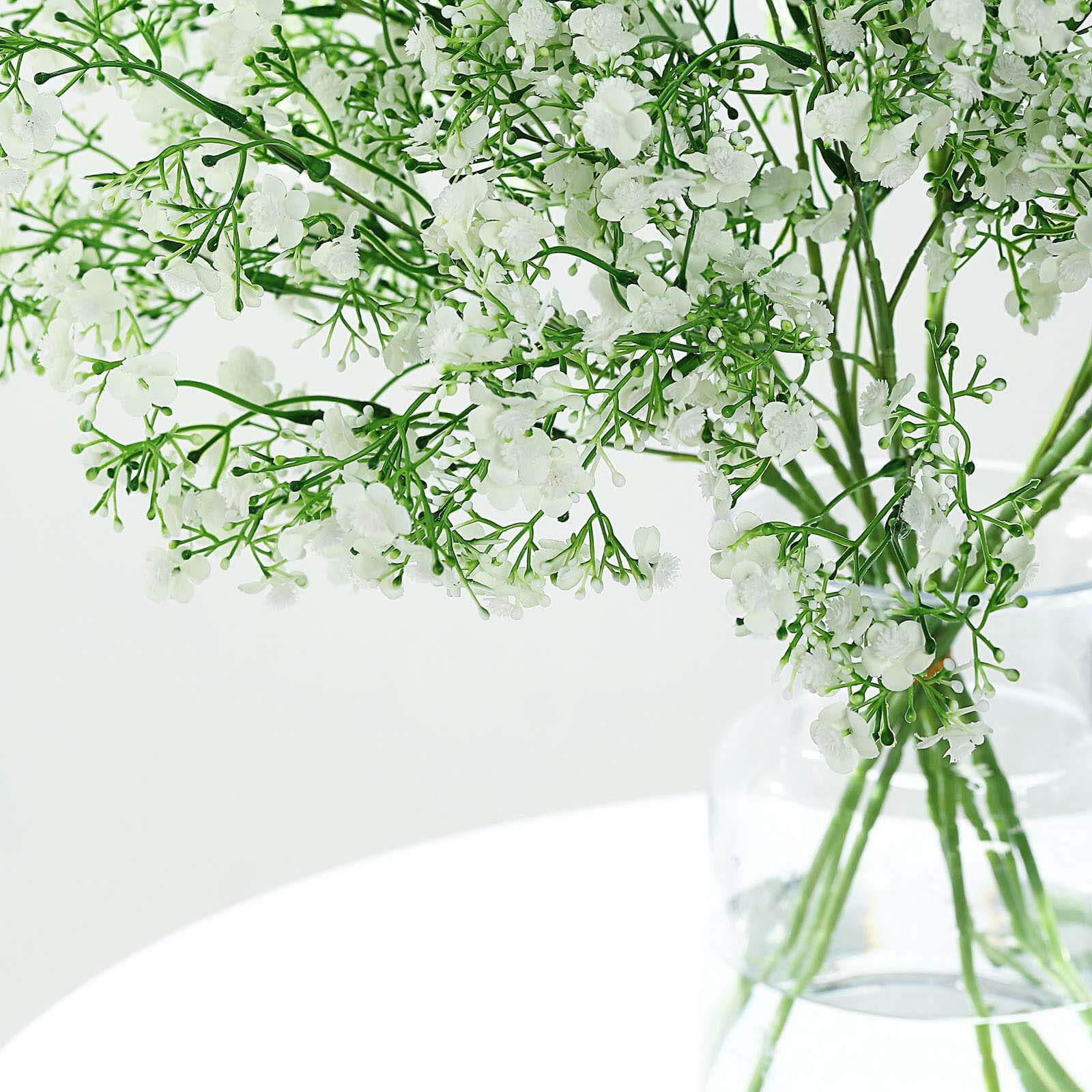 4 Stems 27 White Artificial Silk Babys Breath Gypsophila Flowers