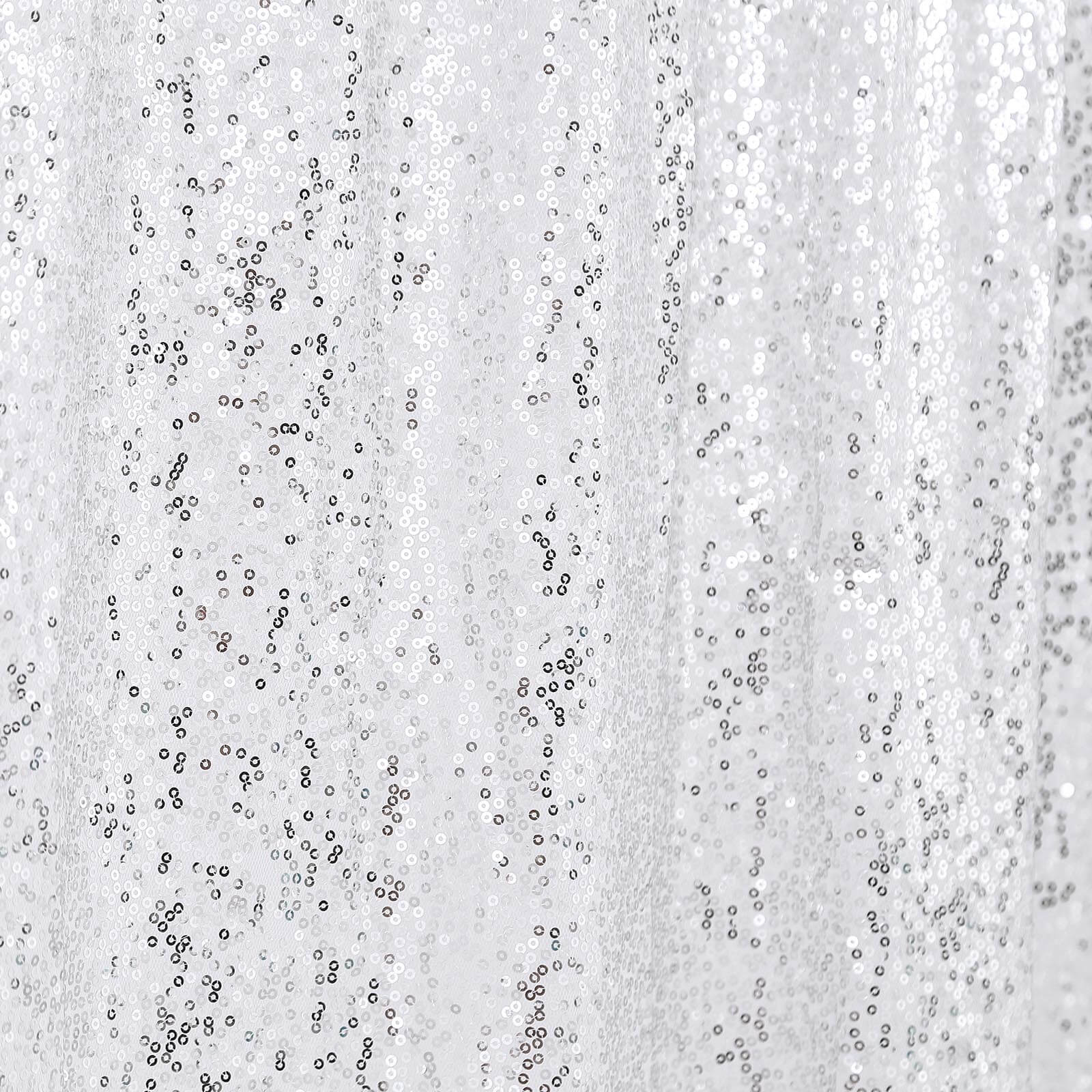 8ftx8ft Silver Sequin Event Curtain Drapes, Backdrop Event Panel