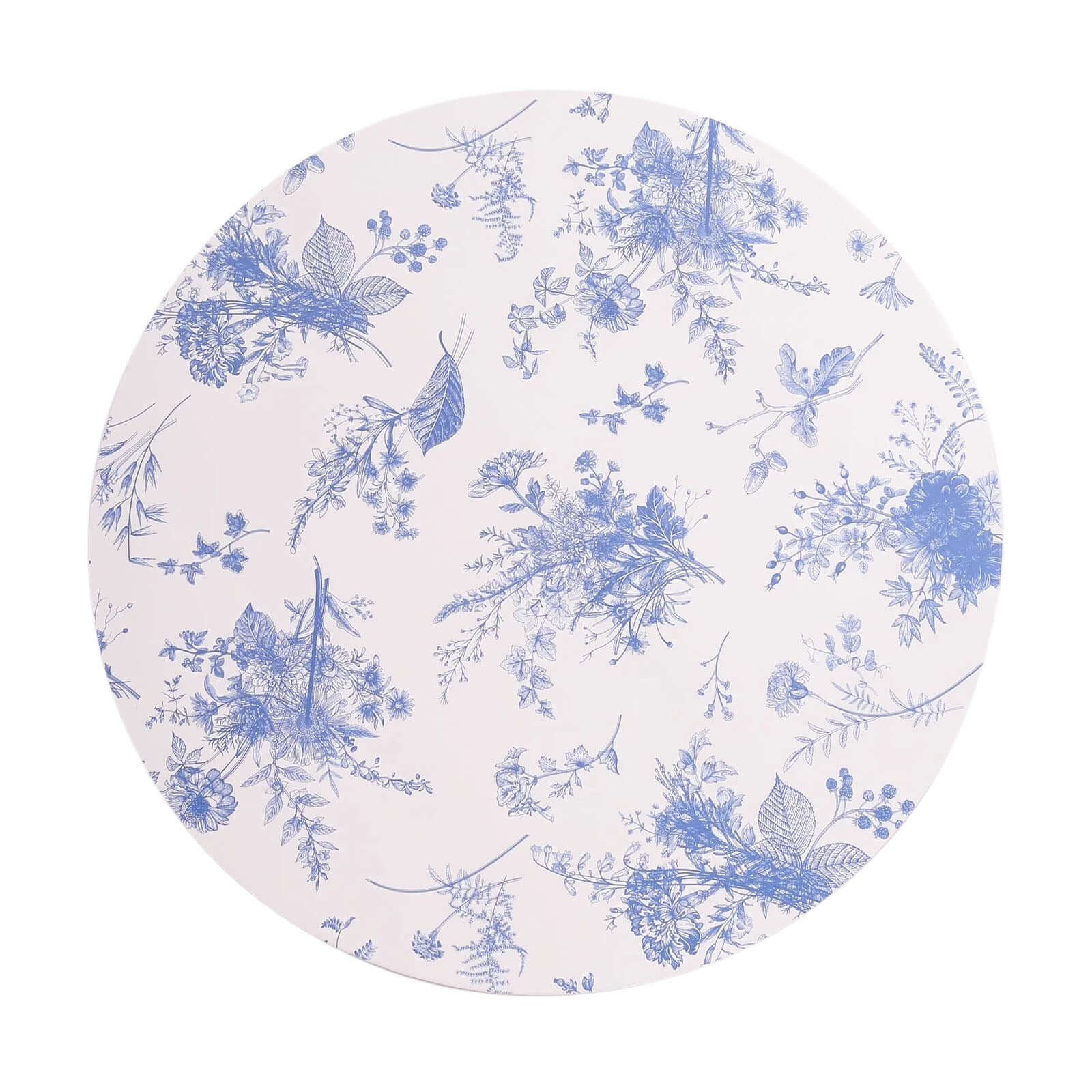 6-Pack Disposable Charger Plates in French Toile Print 13 in White/Blue - 700GSM Floral Paper Chargers for Stylish & Easy Cleanup