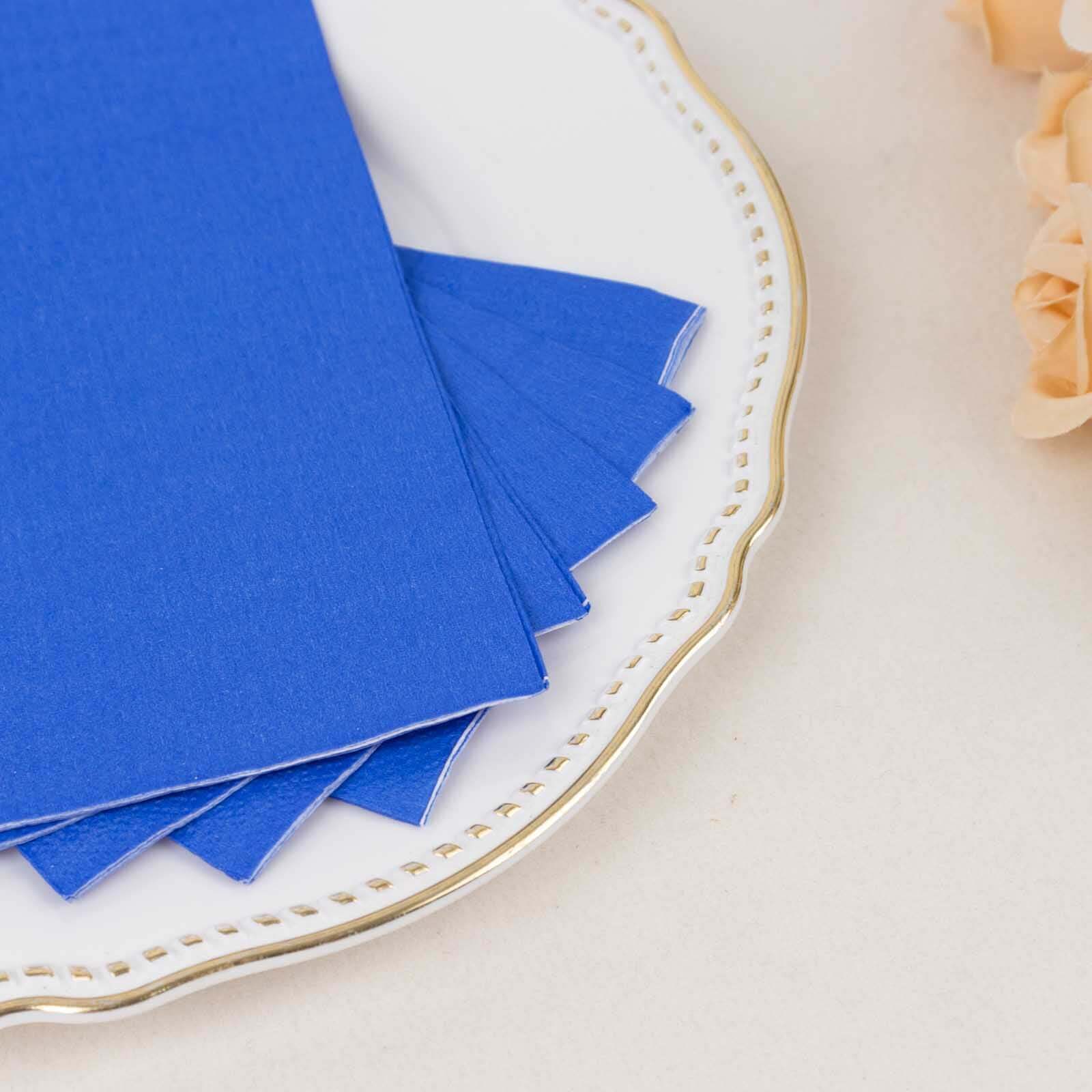 50-Pack Paper Napkins Soft Royal Blue - Disposable 2-Ply Cocktail and Beverage Napkins for Weddings