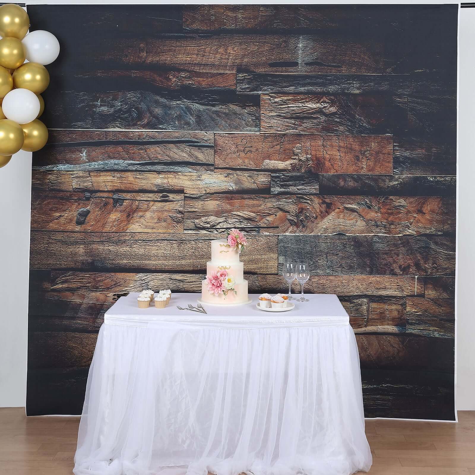 8ftx8ft Dark Brown 3D Wood Panel Vinyl Party Photography Backdrop, Photo Shoot Natural Background